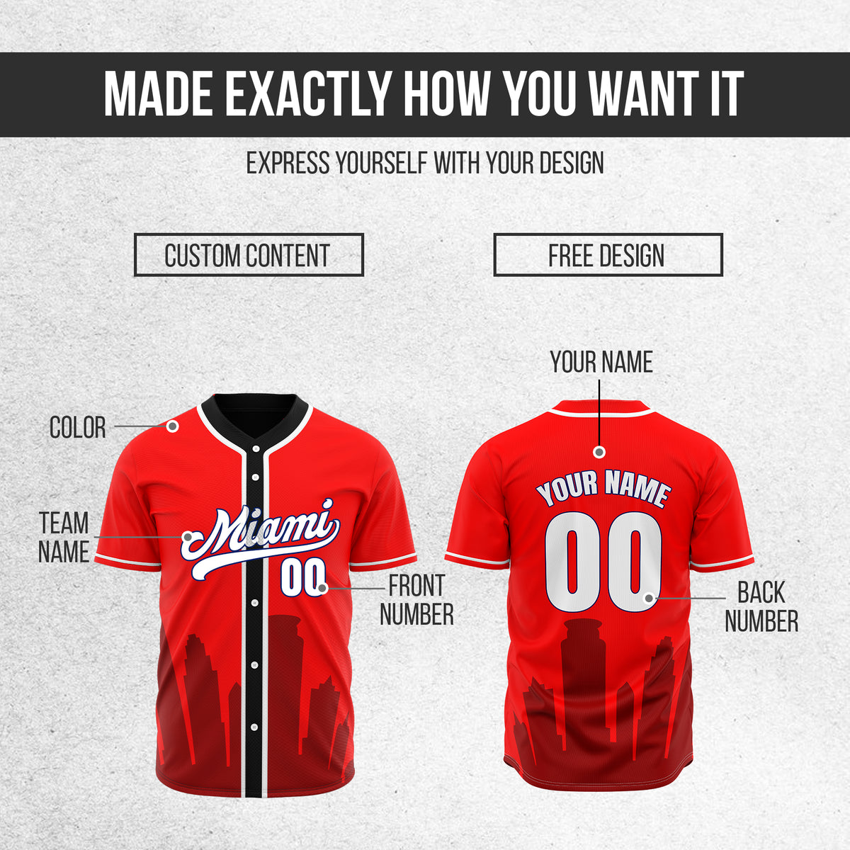 Custom City Tide Red Baseball Sports Jersey Personalized Uniform with Name & Number