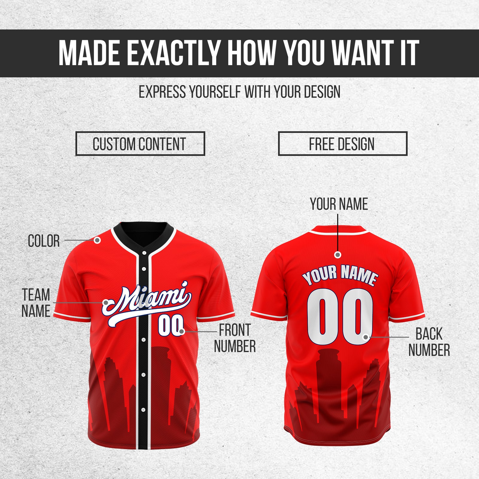 Custom City Tide Red Baseball Sports Jersey Personalized Uniform with Name & Number