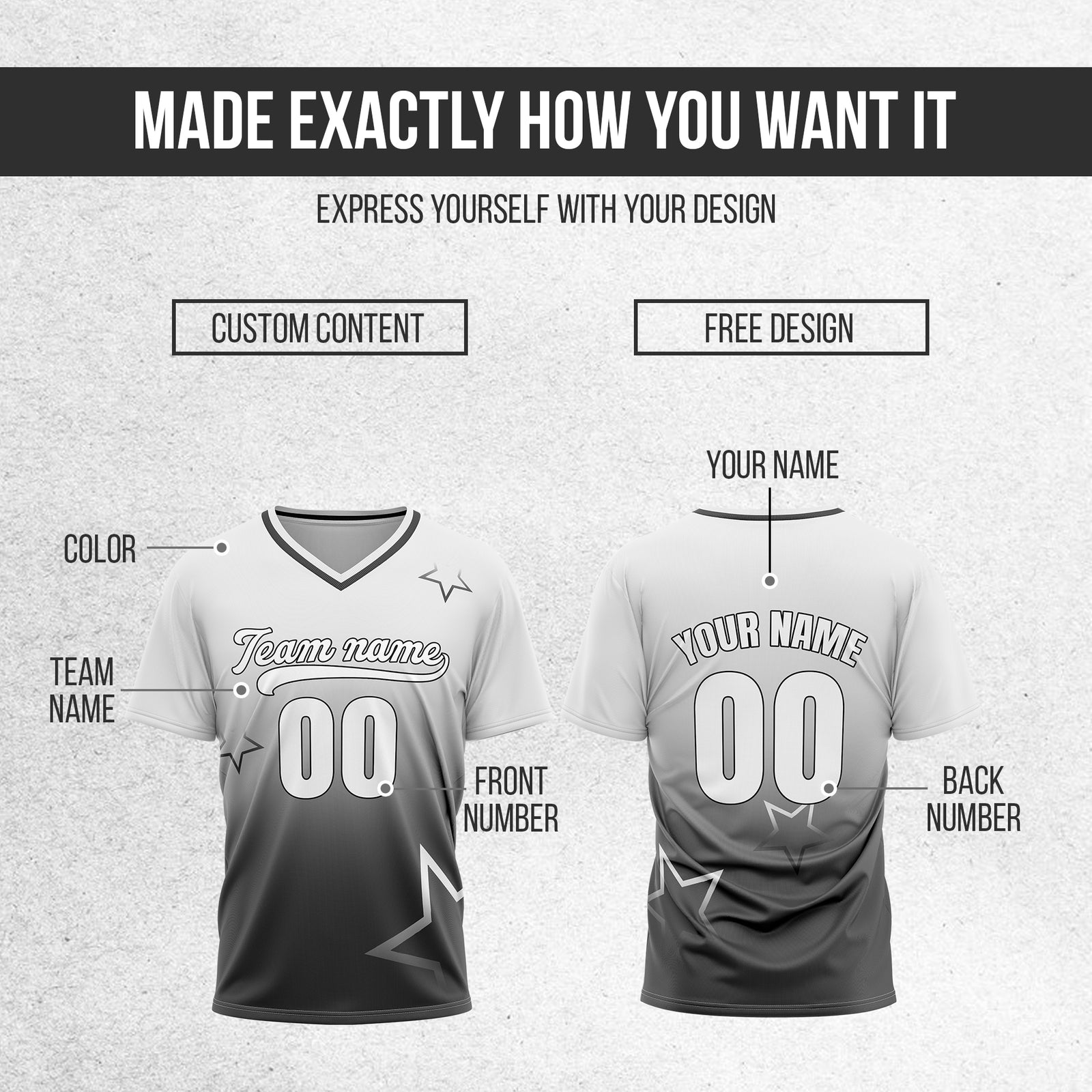 Custom Star Gradient Baseball White Sports Jersey Personalized Uniform with Name & Number