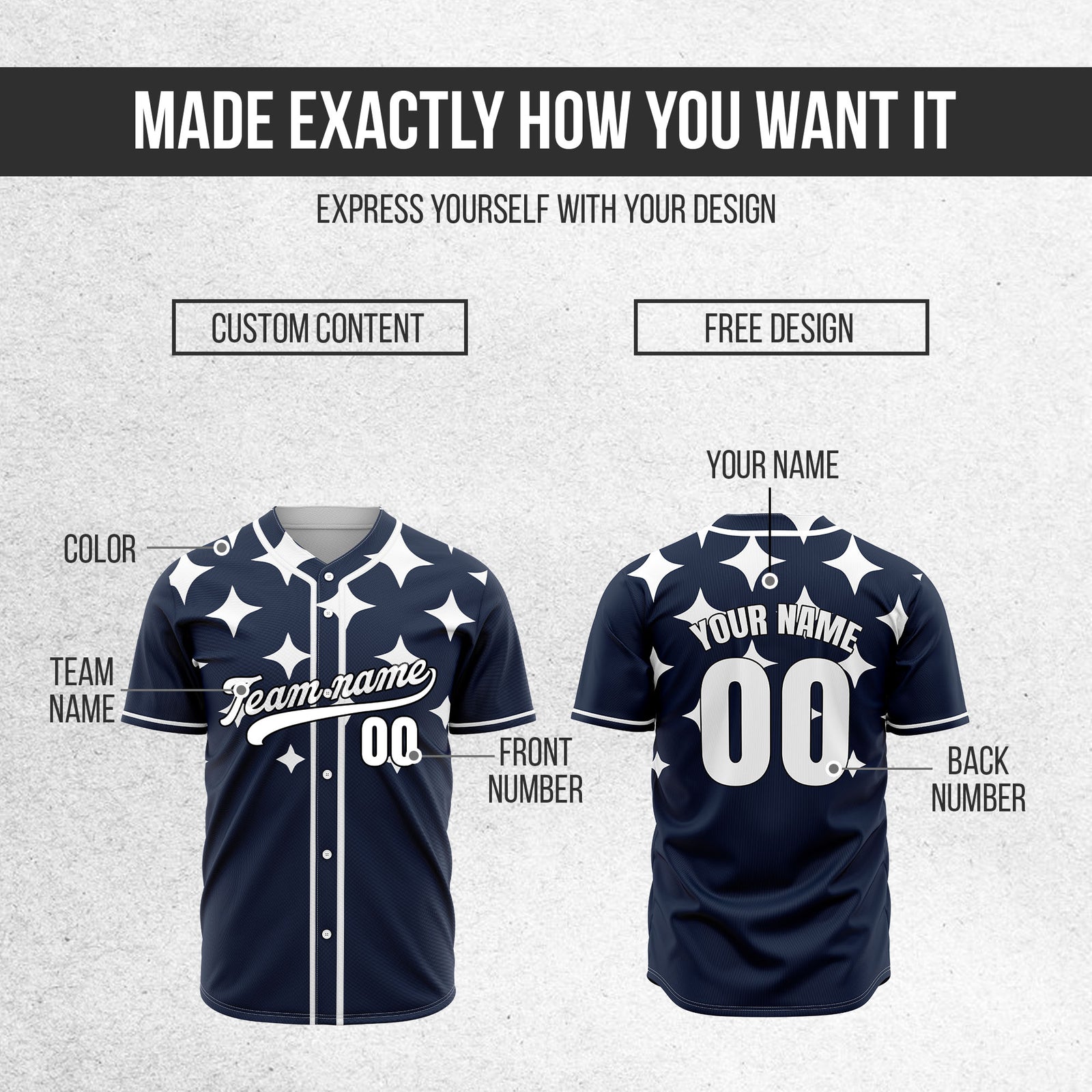 Custom Starlight Navy Baseball Sports Jersey Personalized Uniform with Name & Number