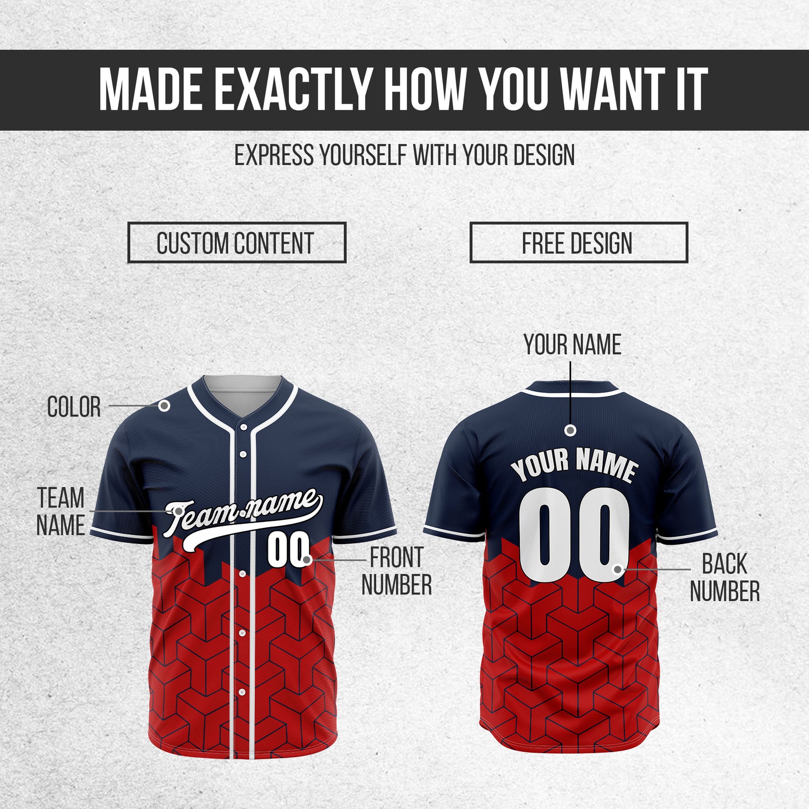 Custom Grid Iron Navy Baseball Sports Jersey Personalized Uniform with Name & Number