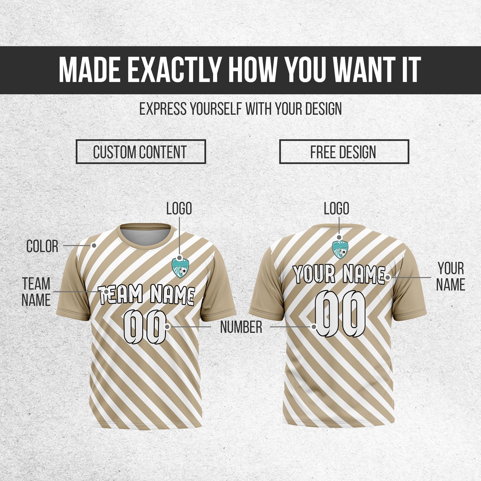 Custom Soccer R Stripes Pro Line Khaki Sports Tops Jersey