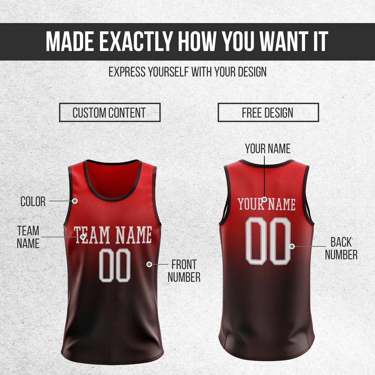 Custom  Red Gradient Fashion Tops Basketball Jersey