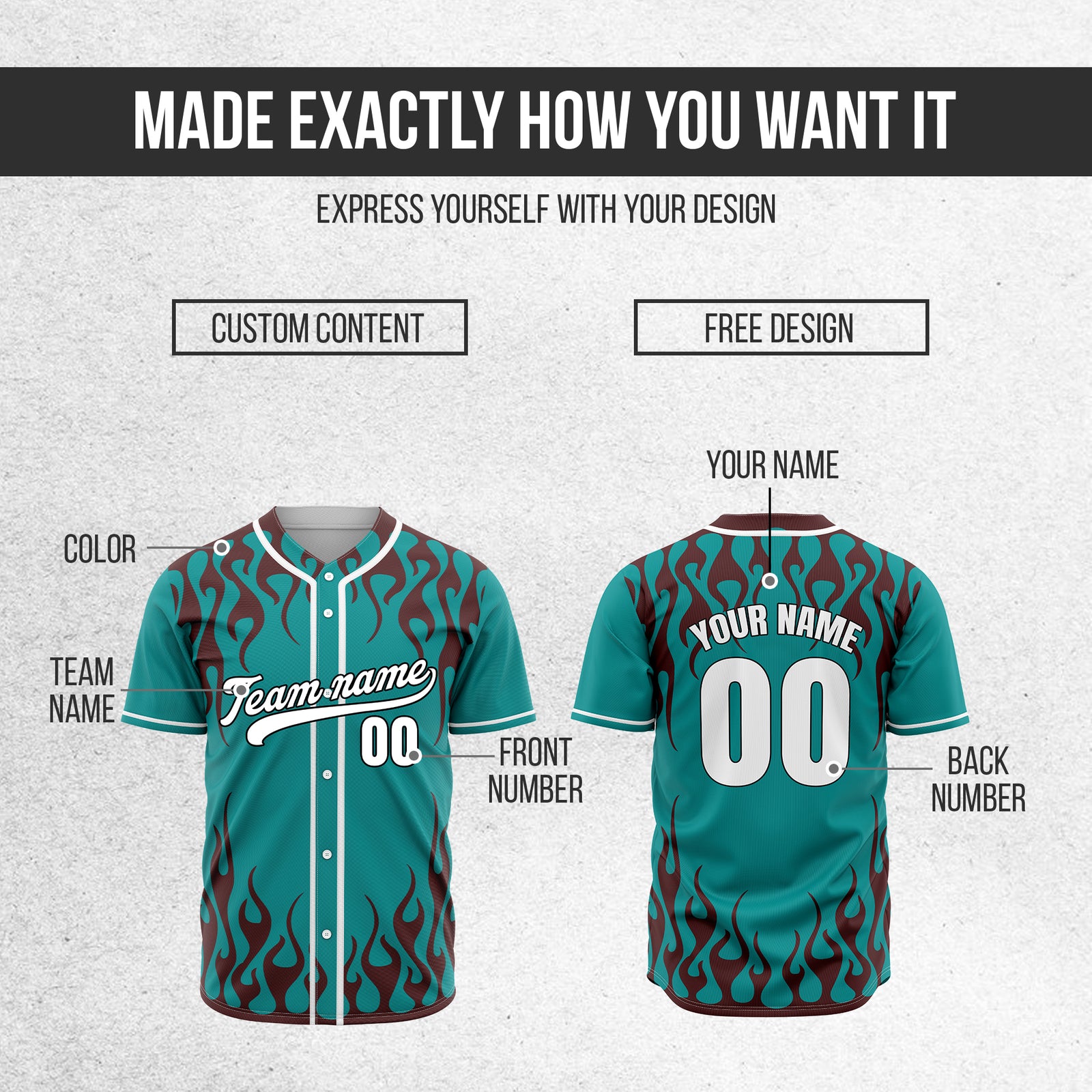 Custom Frostburn Teal Baseball Sports Jersey Personalized Uniform with Name & Number