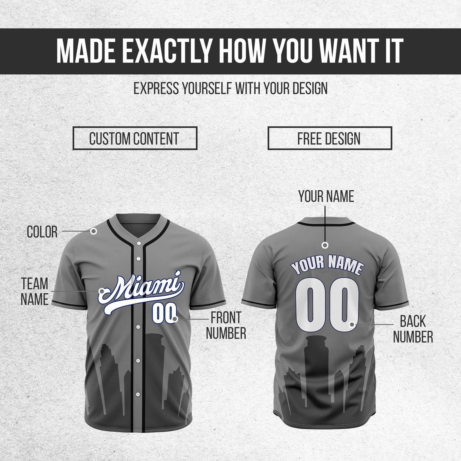 Custom City Tide Grey Baseball Sports Jersey Personalized Uniform with Name & Number