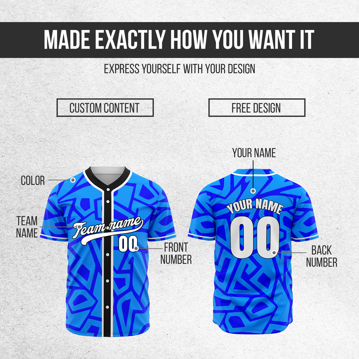 Custom Shadow Rebels Blue Baseball Sports Jersey Personalized Uniform with Name & Number