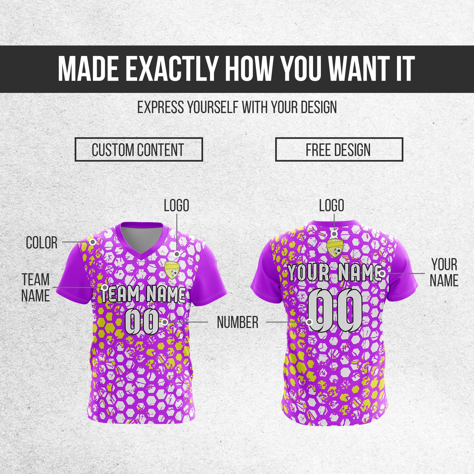 Custom Soccer V Neck HexStrike Purple Sport Soccer Tops Jersey