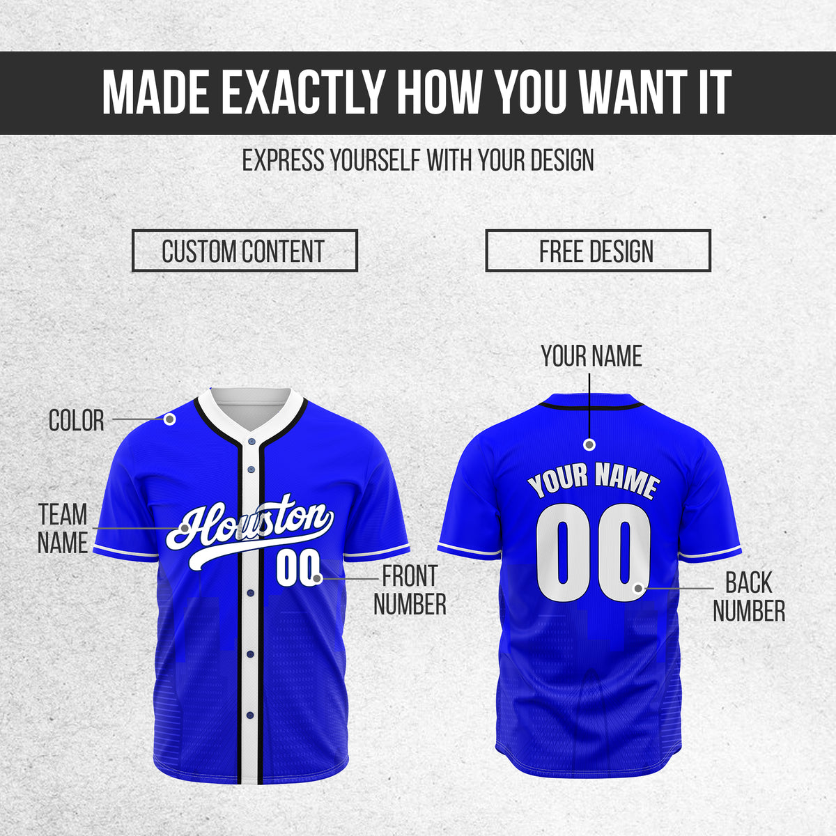 Custom City Pulse Blue Baseball Sports Jersey Personalized Uniform with Name & Number