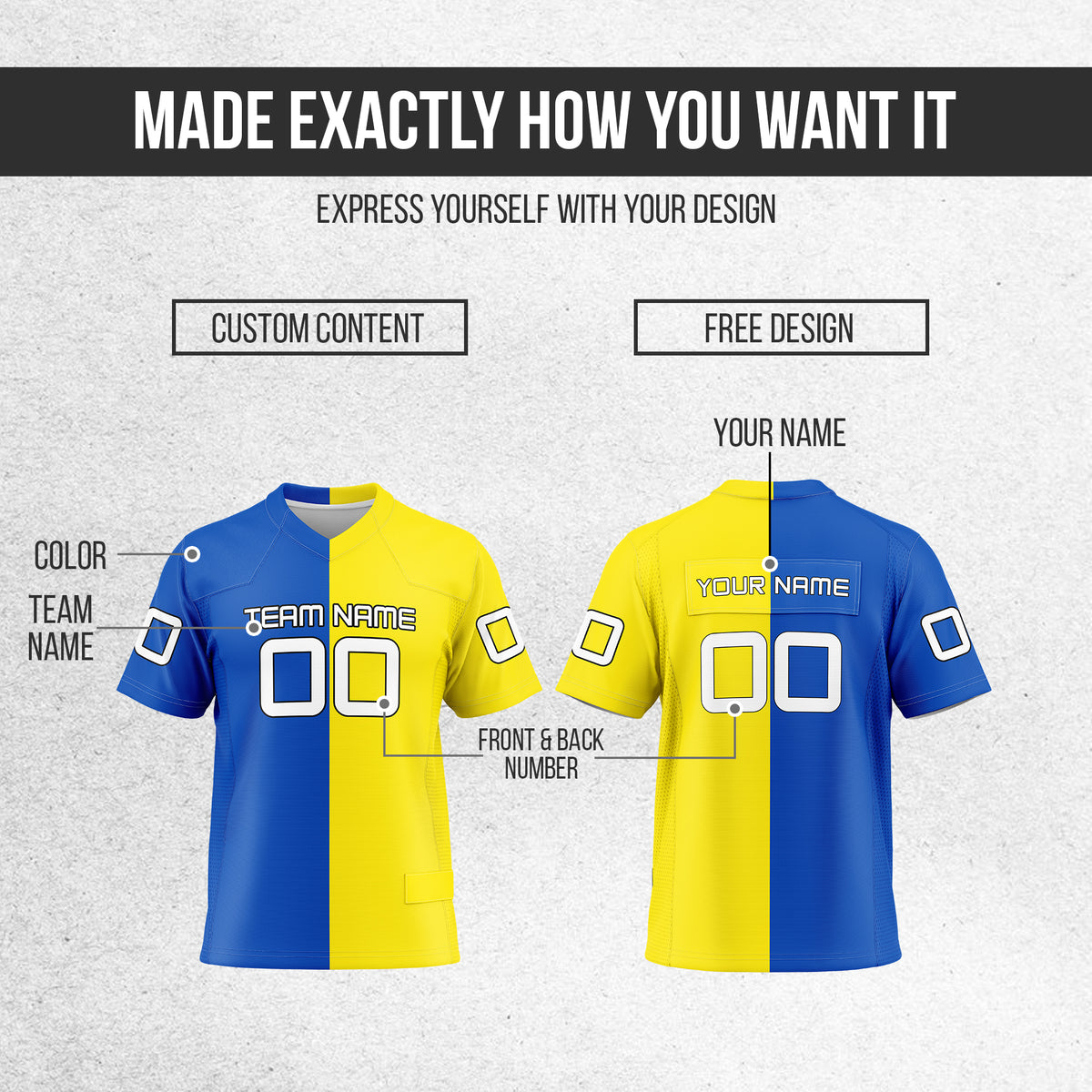 Custom Elite Split Fashion Yellow Mesh Authentic Football Jersey