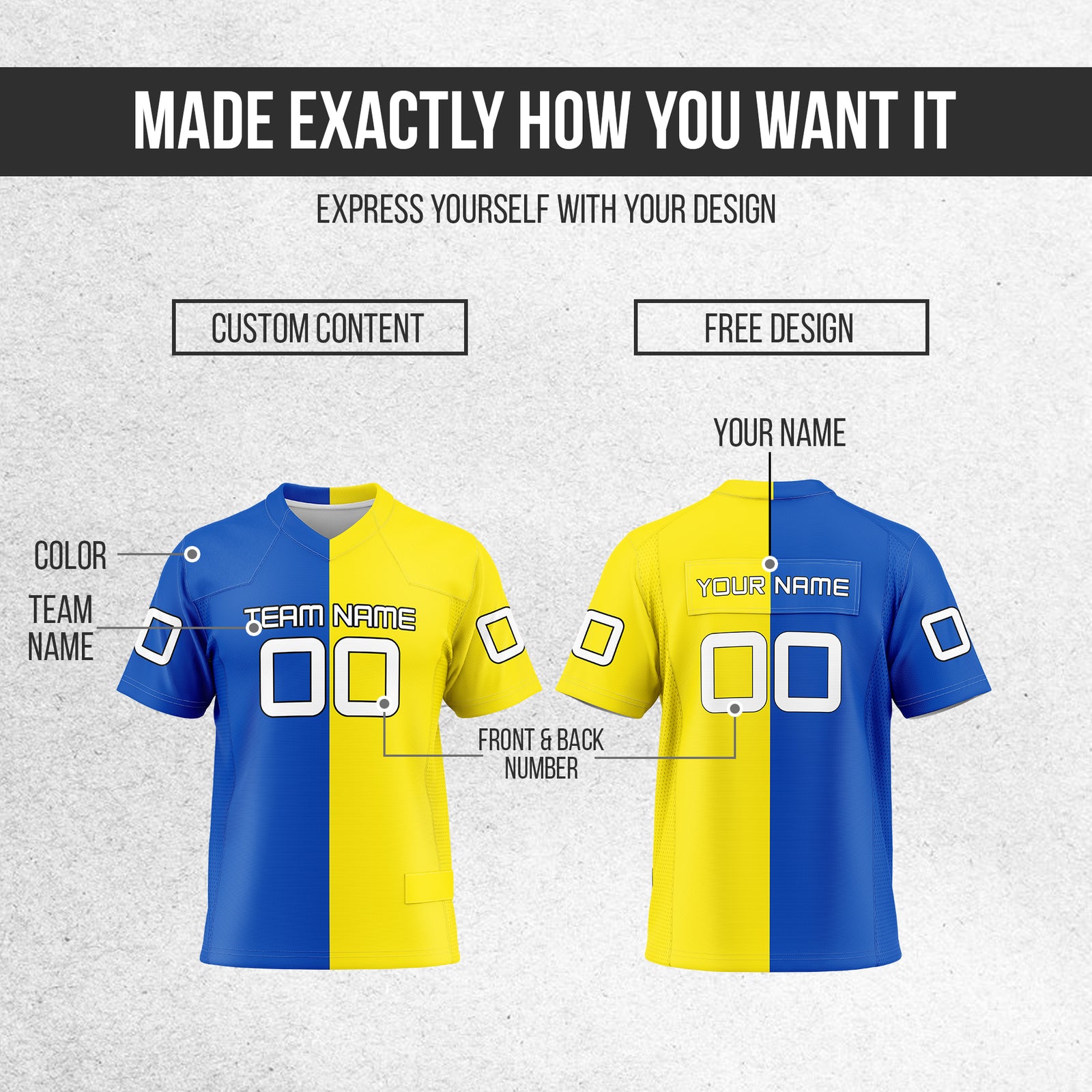 Custom Elite Split Fashion Yellow Mesh Authentic Football Jersey