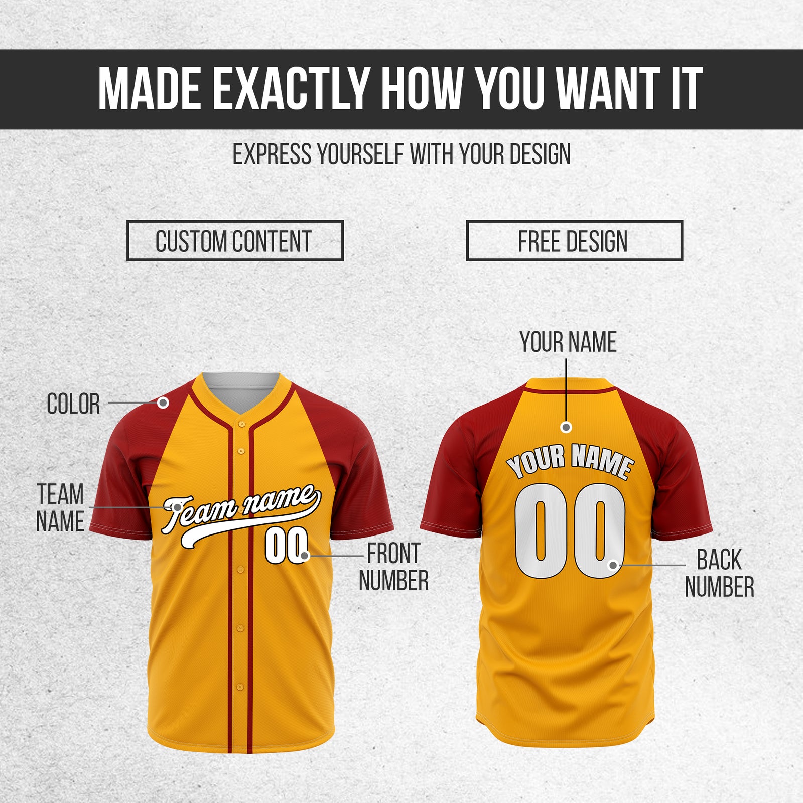 Custom Baseline Baseball Orange Sports Jersey Personalized Uniform with Name & Number