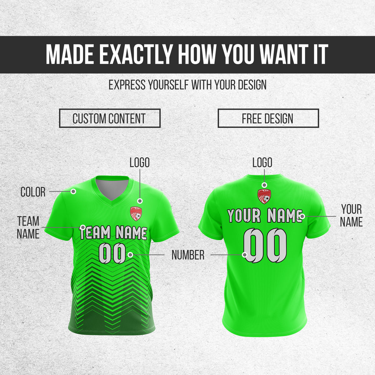 Custom Apex Strike V-Side Pattern Neon Green Soccer Sport Tops Jersey
