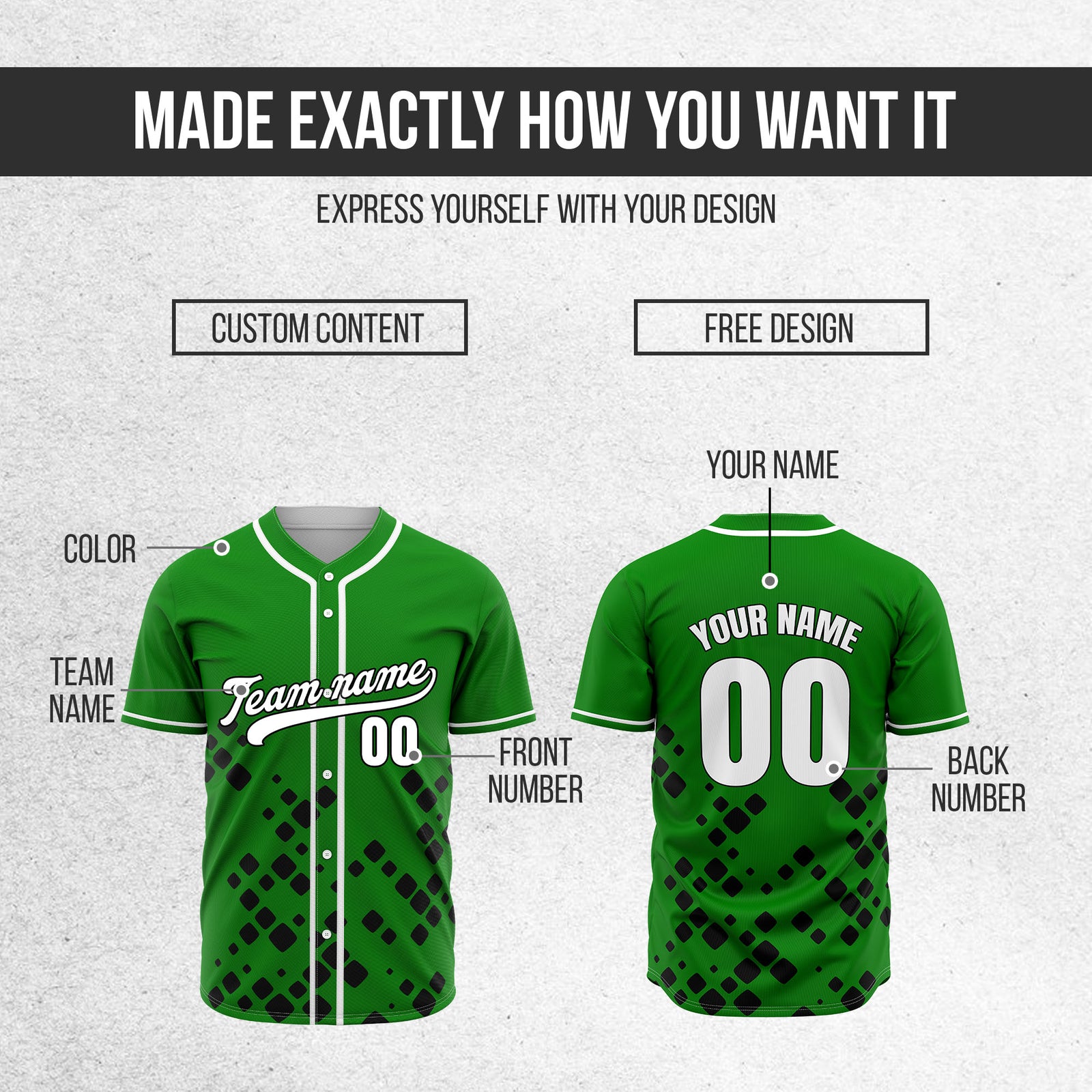 Custom Shadow Spark Green Baseball Sports Jersey Personalized Uniform with Name & Number
