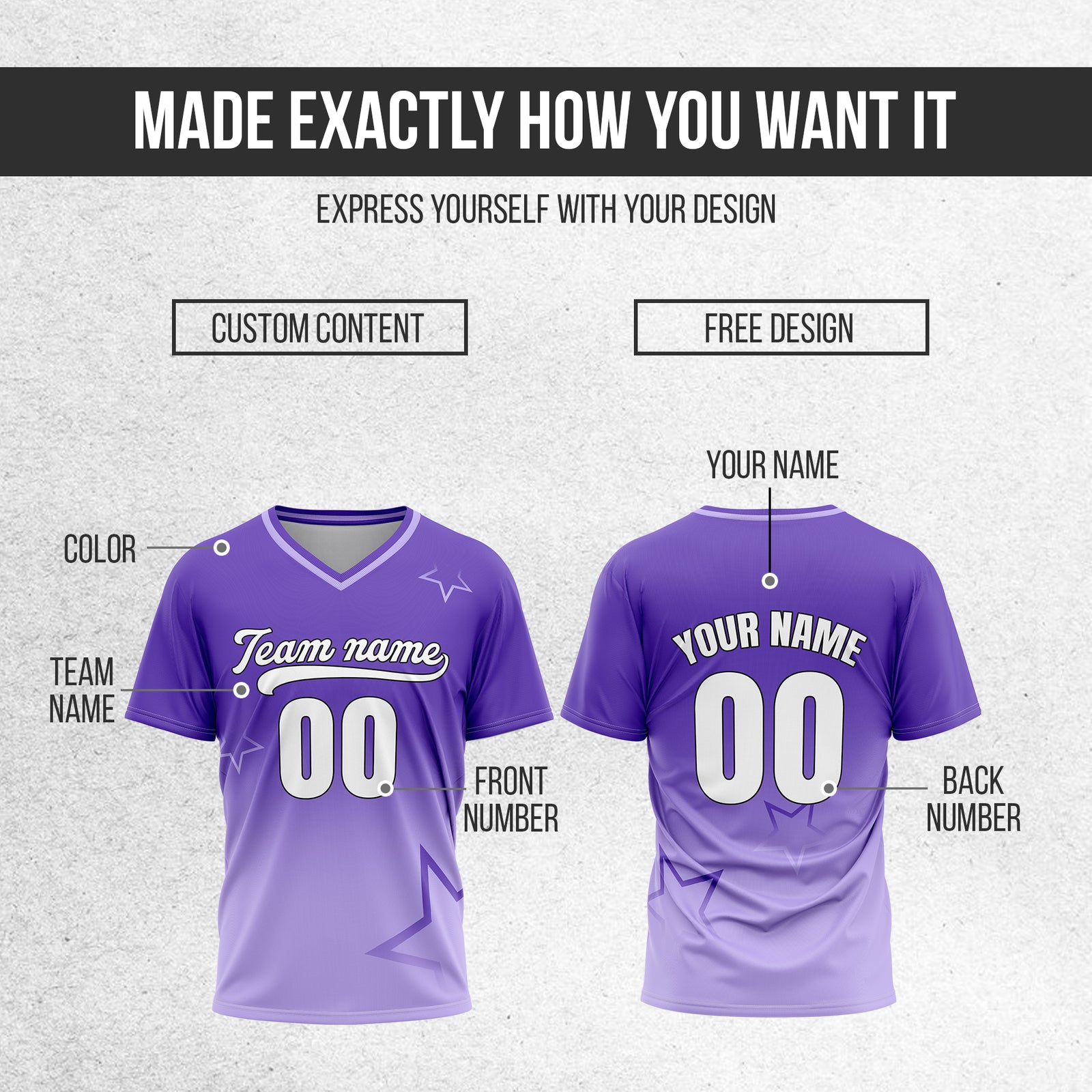 Custom Star Gradient Baseball Purple Sports Jersey Personalized Uniform with Name & Number