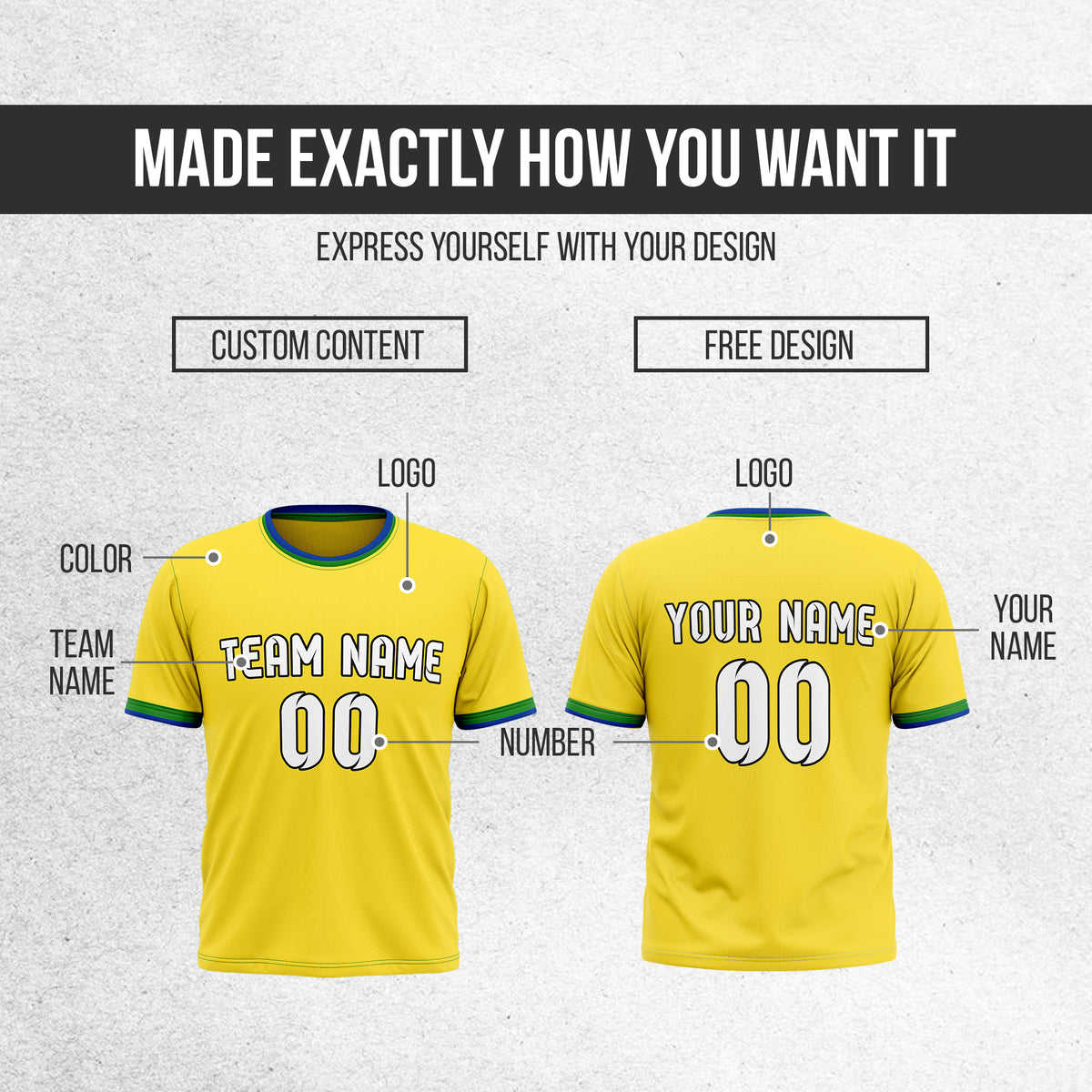 Custom BRAZIL Fan Jersey Personalized with Name & Number