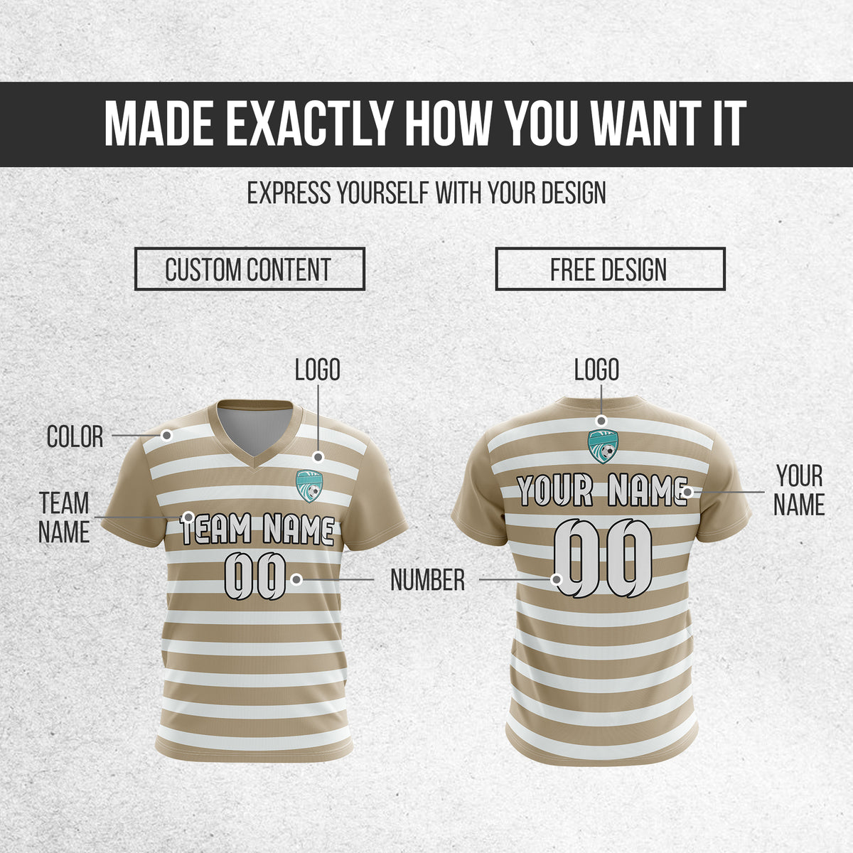 Custom Royal Stripe V-Neck Khaki Sport Tops Jersey