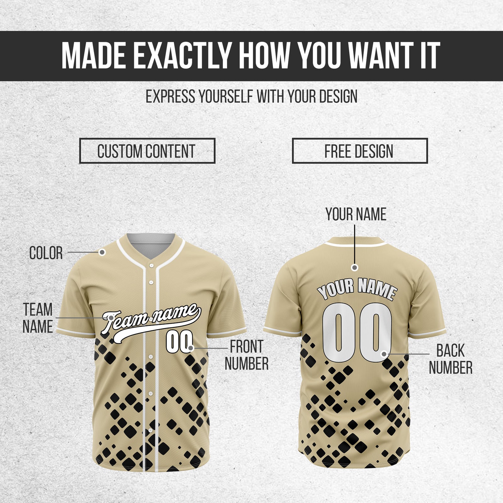 Custom Shadow Spark Khaki Baseball Sports Jersey Personalized Uniform with Name & Number