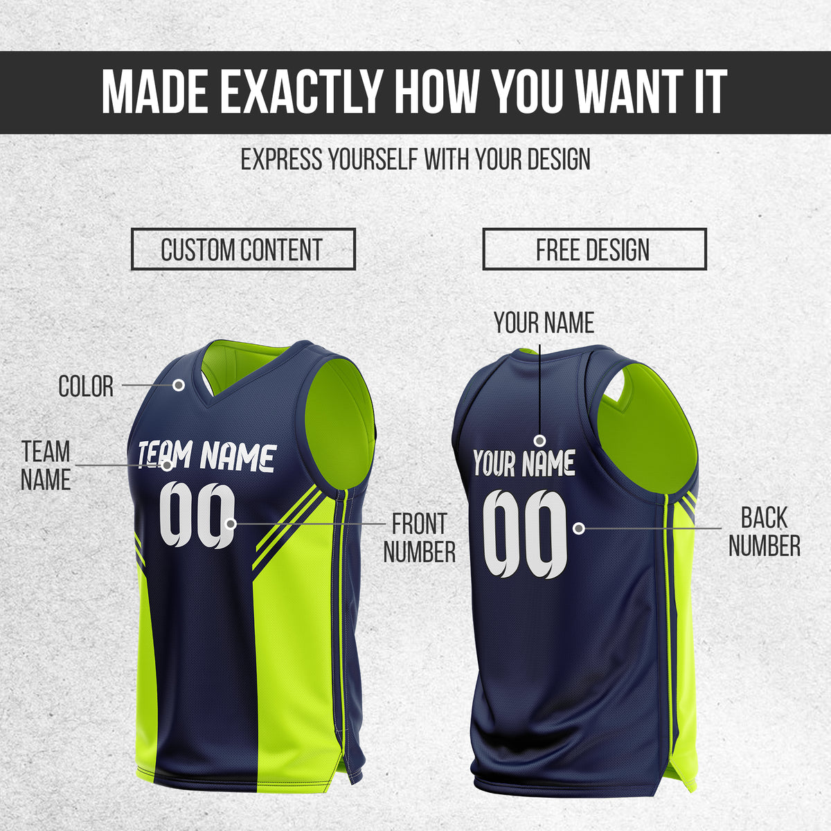 Custom Neon green V Neck  Reversible Basketball Jerseys | Personalized Double Side Tops
