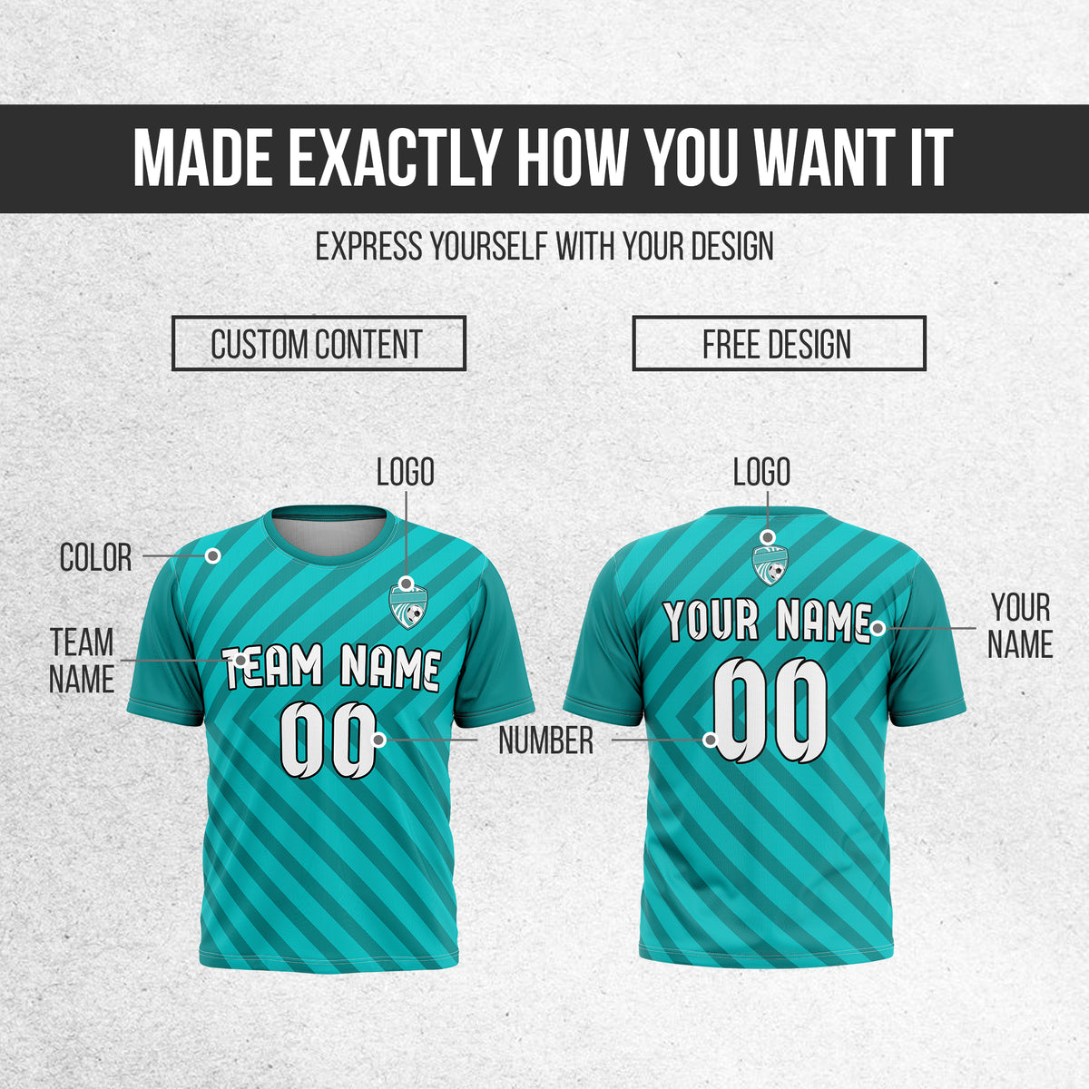 Custom Soccer R Stripes Pro Line Teal Sports Tops Jersey
