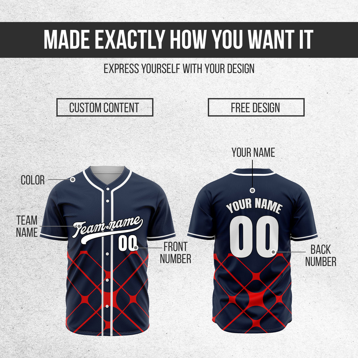 Custom Gridlock Navy Baseball Sports Jersey Personalized Uniform with Name & Number