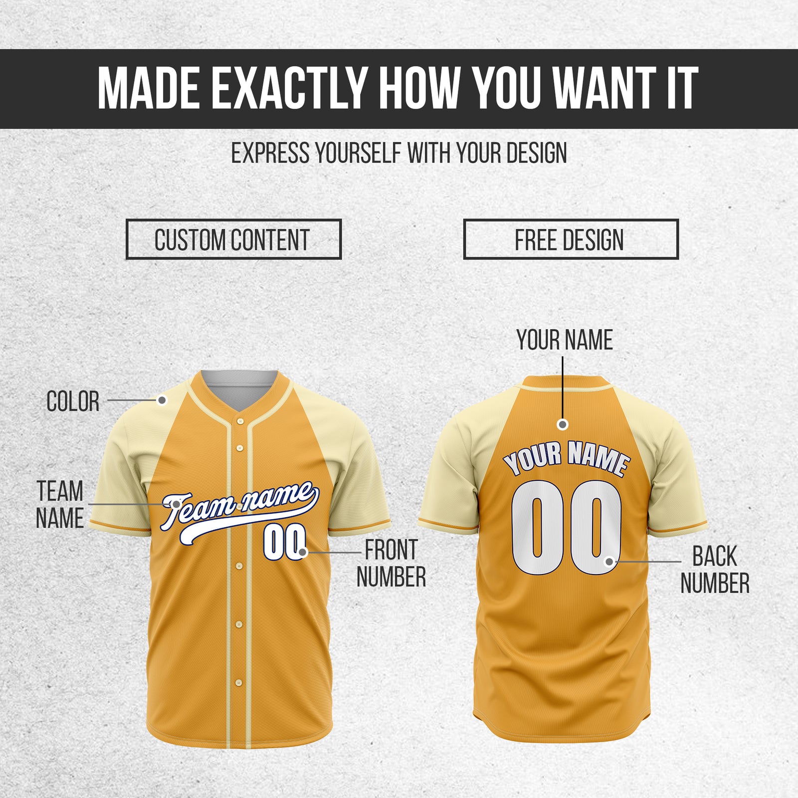 Custom Desert Blaze Orange Raglan Style Baseball Sports Jersey Personalized Uniform with Name & Number