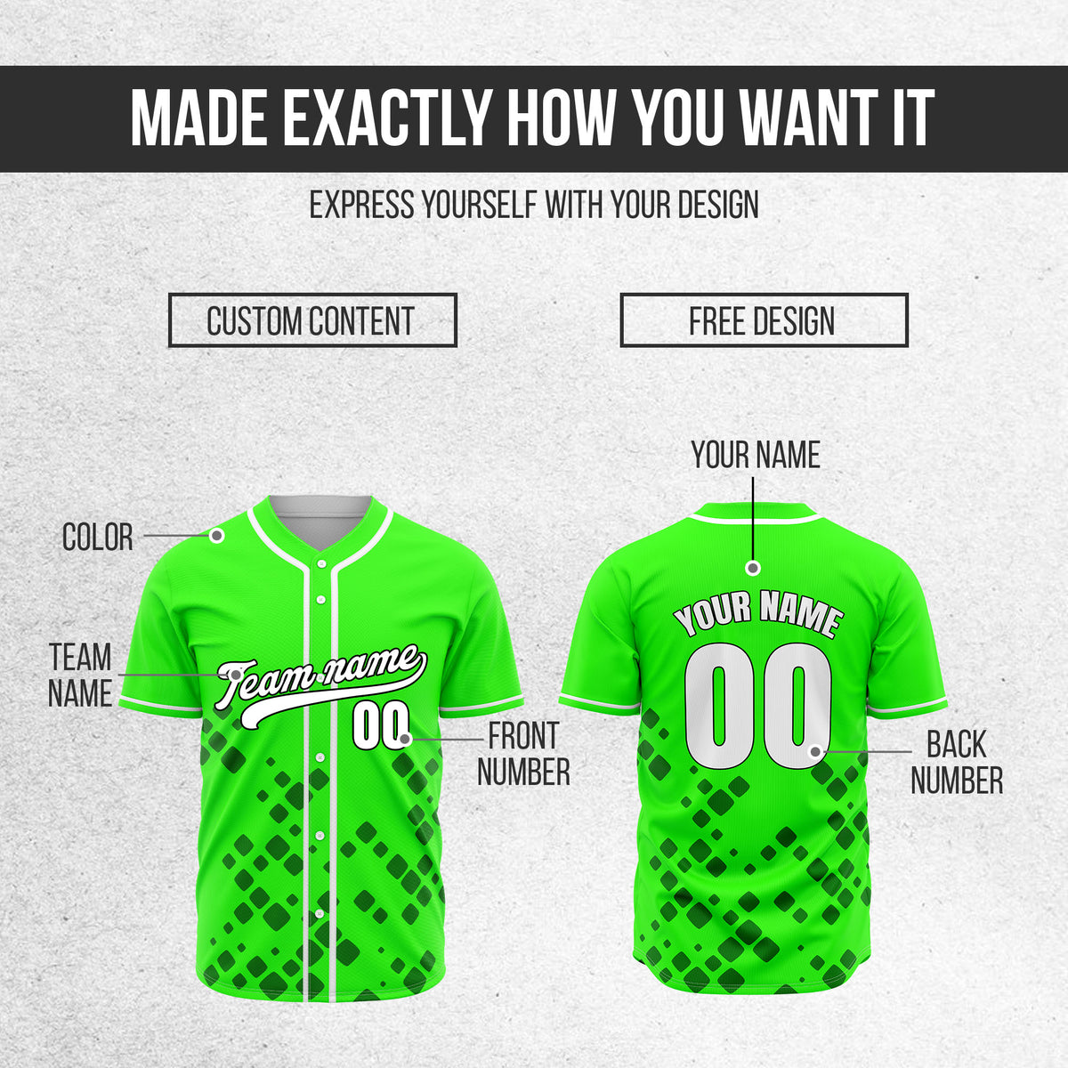 Custom Shadow Spark Neon Green Baseball Sports Jersey Personalized Uniform with Name & Number