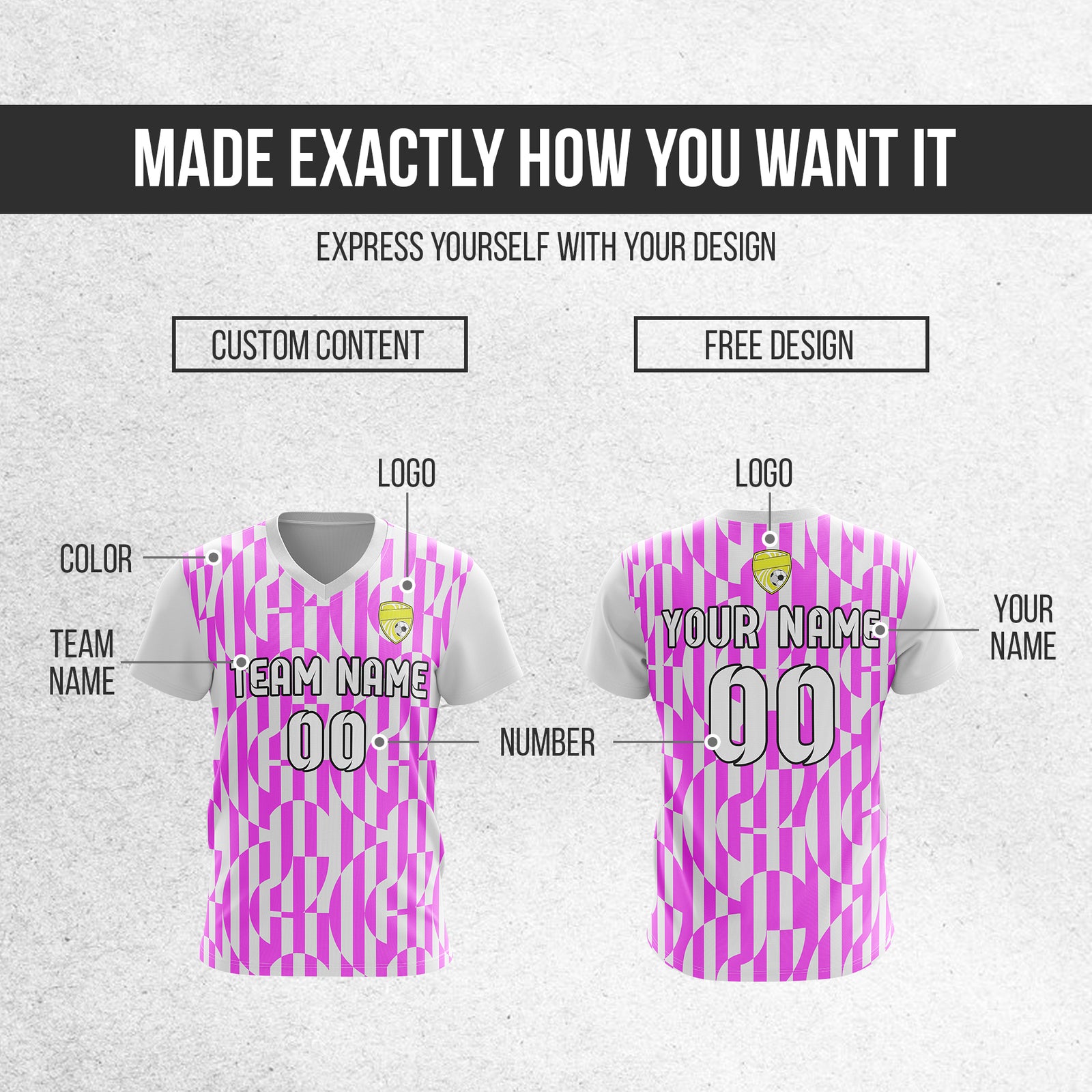 Custom Pulse Grid V-Full Pattern  Soccer White Sport Tops Jersey