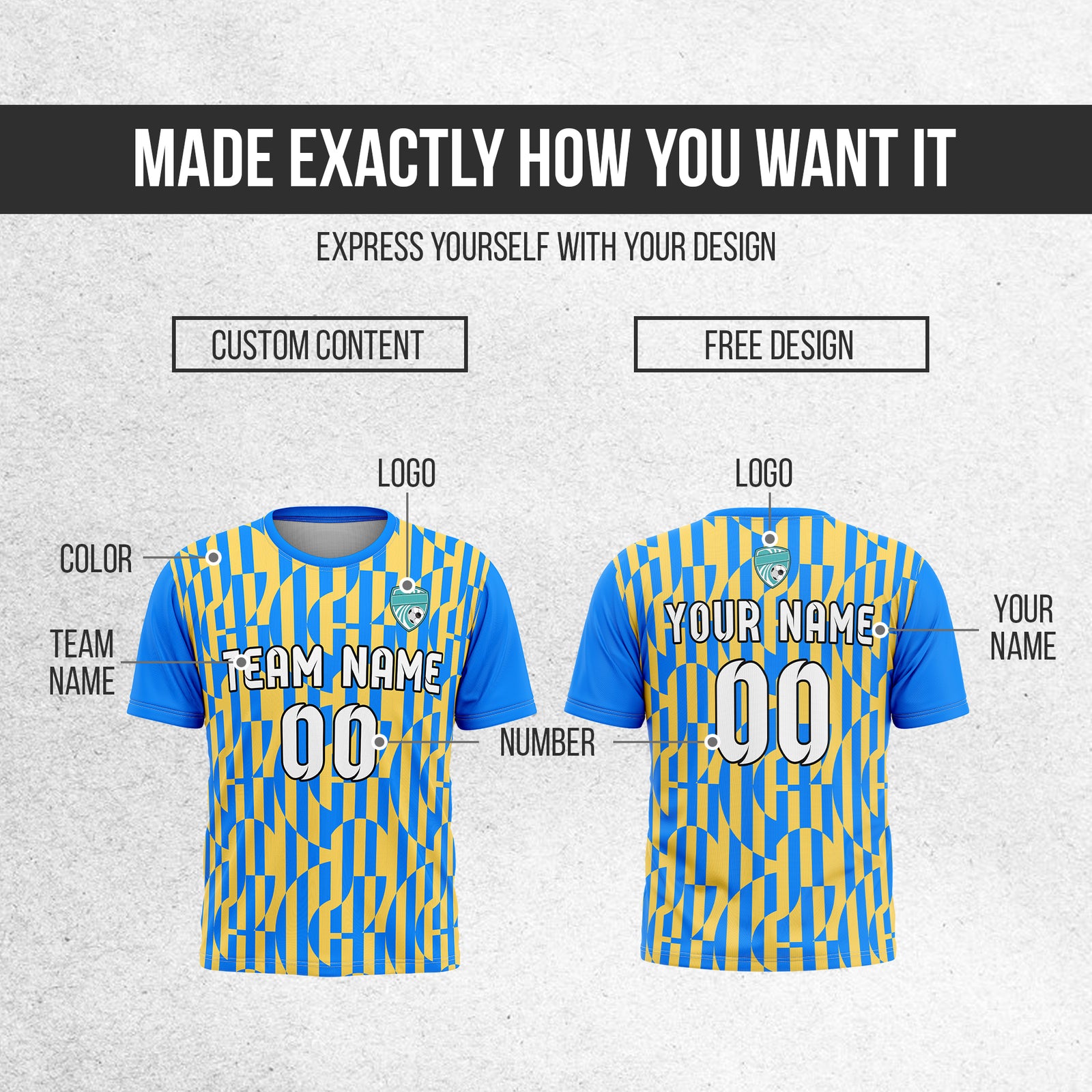 Custom Soccer Round Neck Blue Cyclone Tops Jersey