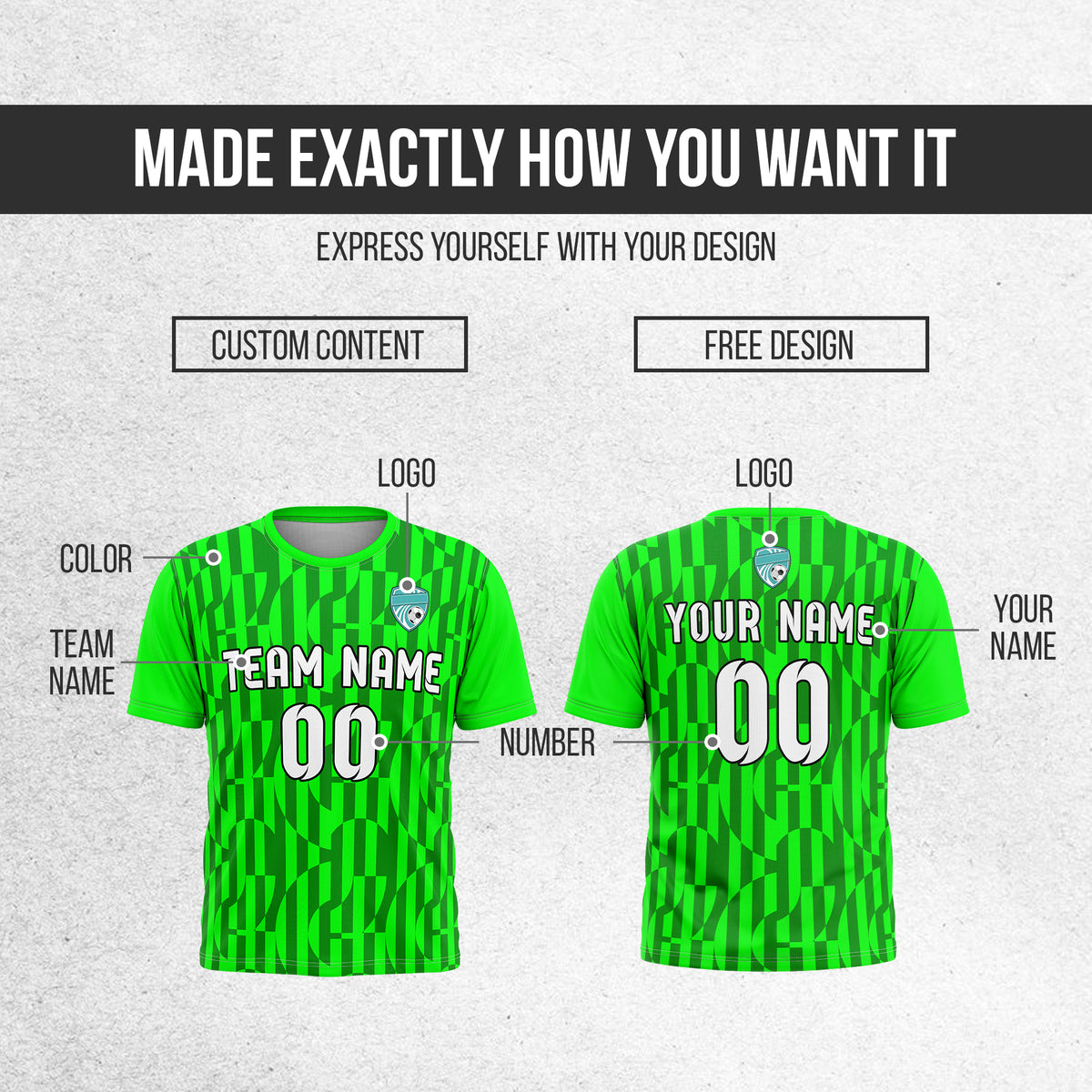 Custom Soccer Round Neck Neon Green Cyclone Tops Jersey