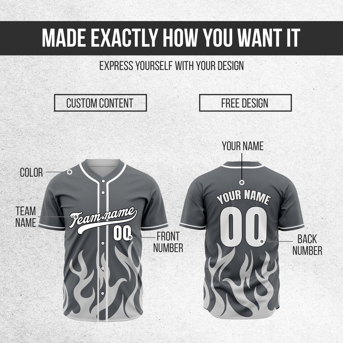 Custom Burnout Dark Grey Baseball Sports Jersey Personalized Uniform with Name & Number