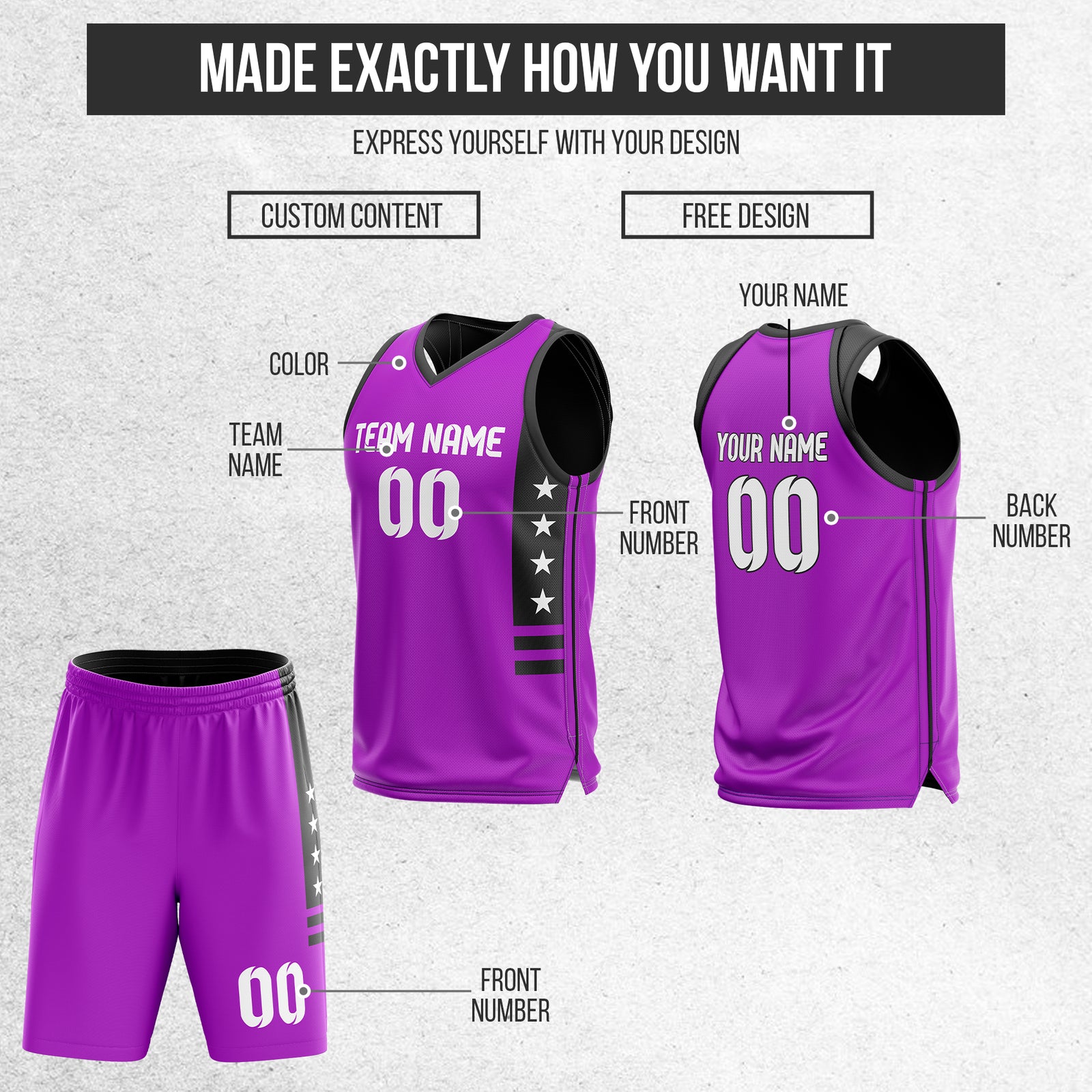 Custom Purple Double Side Reversible Sets Design Sportswear Basketball Jersey