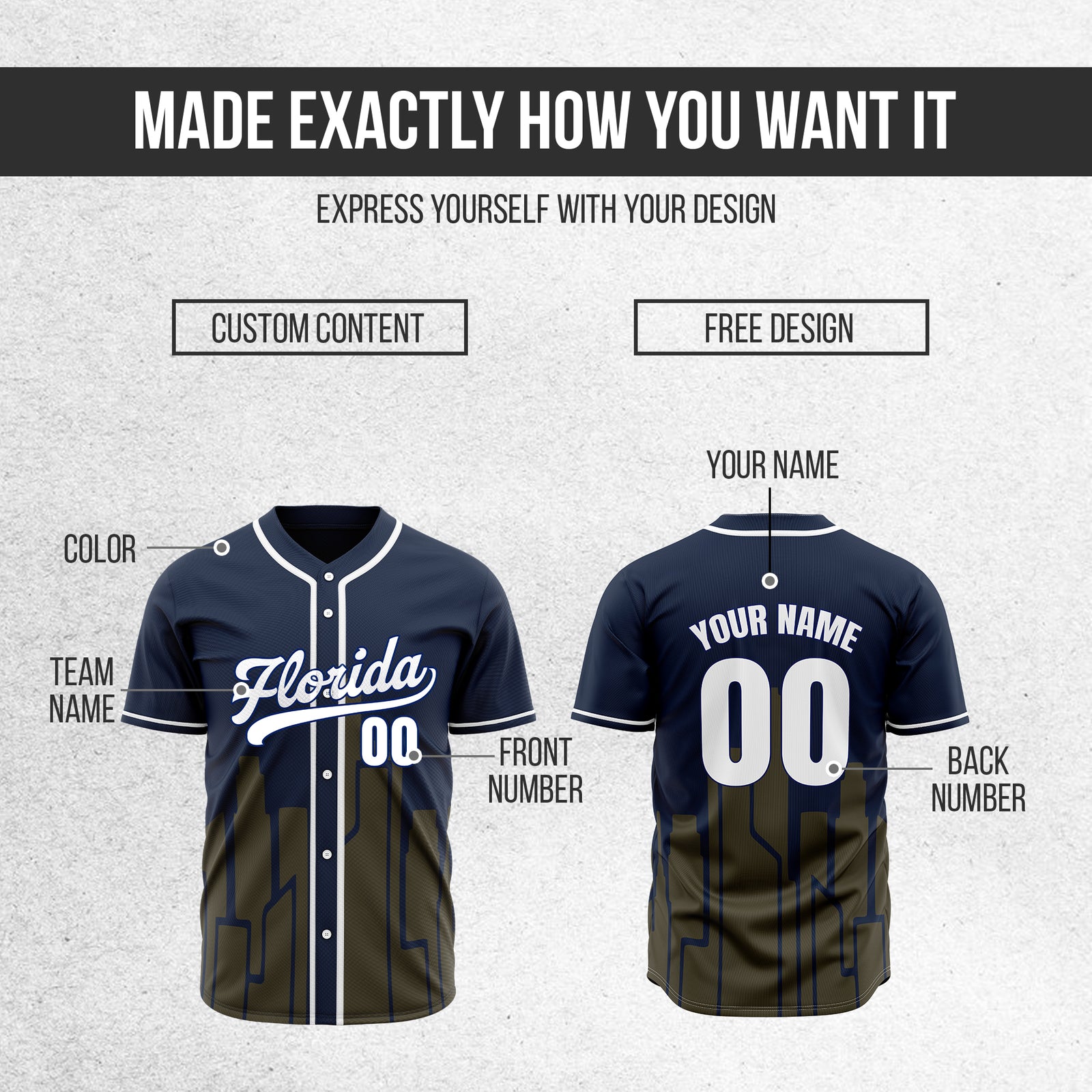 Custom City Flux Navy Baseball Sports Jersey Personalized Uniform with Name & Number