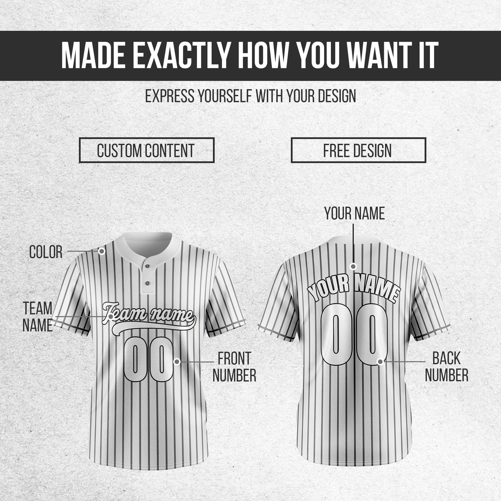 Custom Pinstripe Baseball White Sports Jersey Personalized Uniform with Name & Number