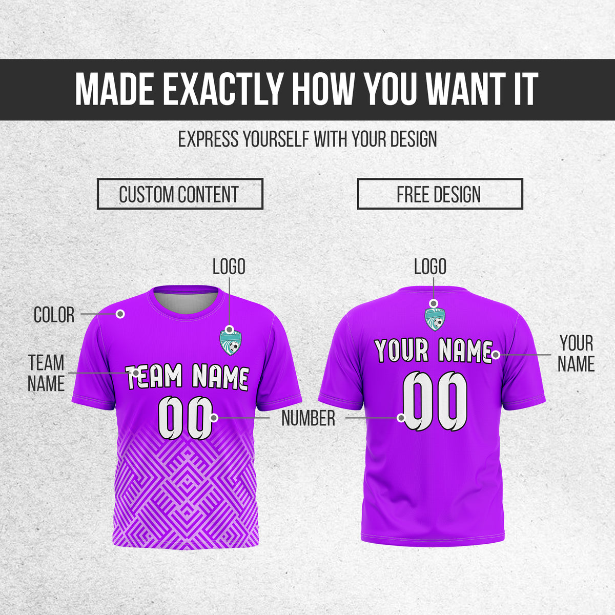 Custom Soccer  R Side Pattern Purple Shadow Line Sport Tops Jersey