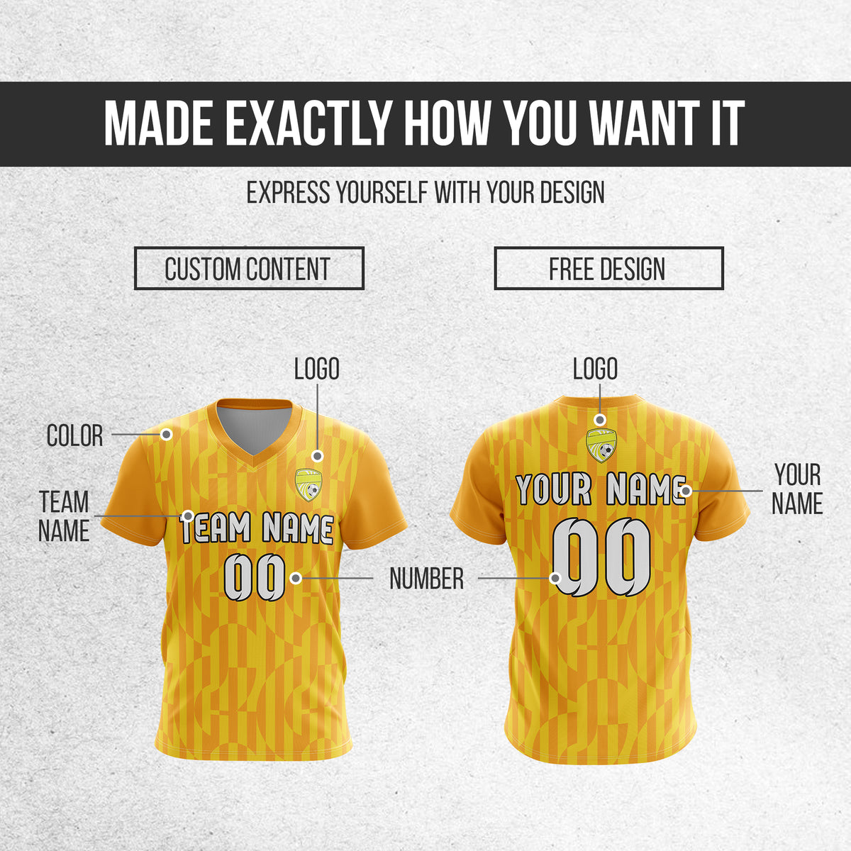 Custom Pulse Grid V-Full Pattern Soccer Orange Sport Tops Jersey