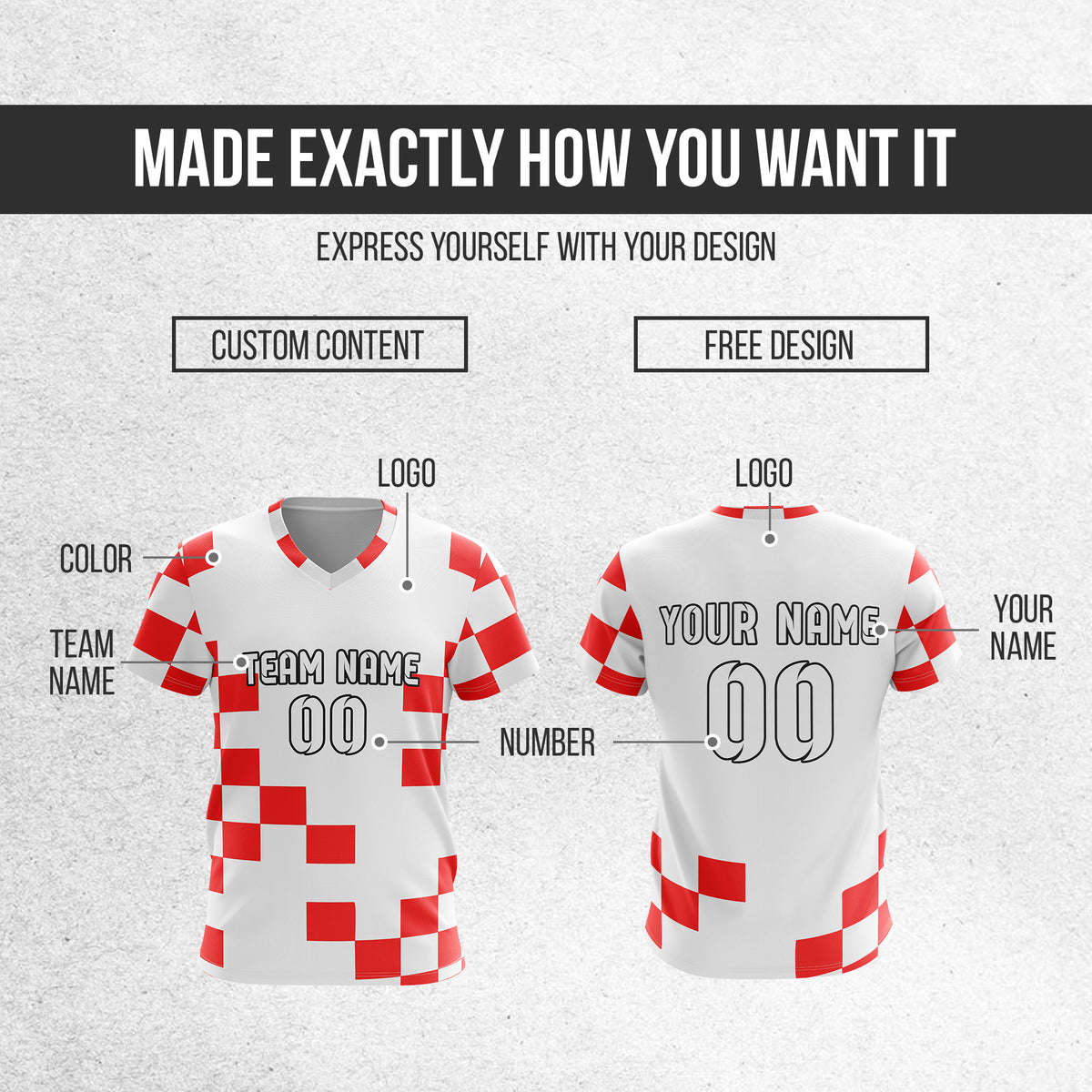 Custom CROATIA Fan Jersey Personalized with Name & Number