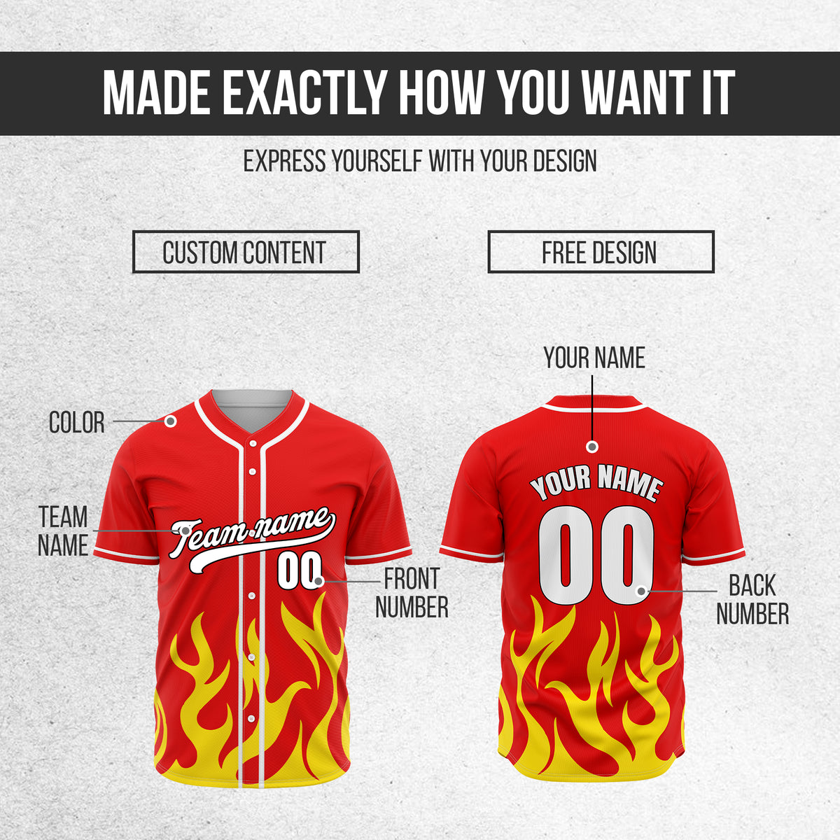 Custom Burnout Red Baseball Sports Jersey Personalized Uniform with Name & Number