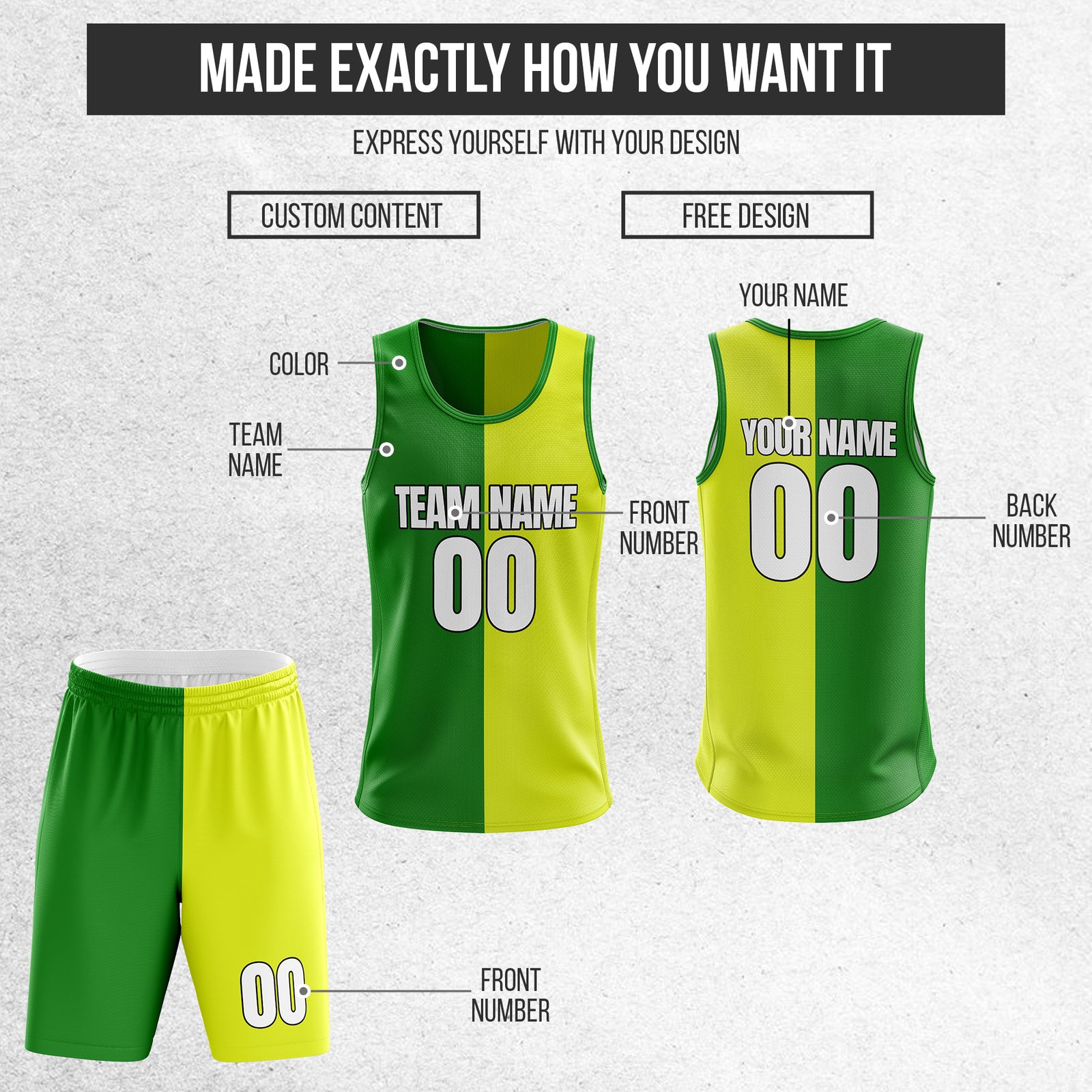 Custom Elite Split Fashion Set Green Basketball Jersey