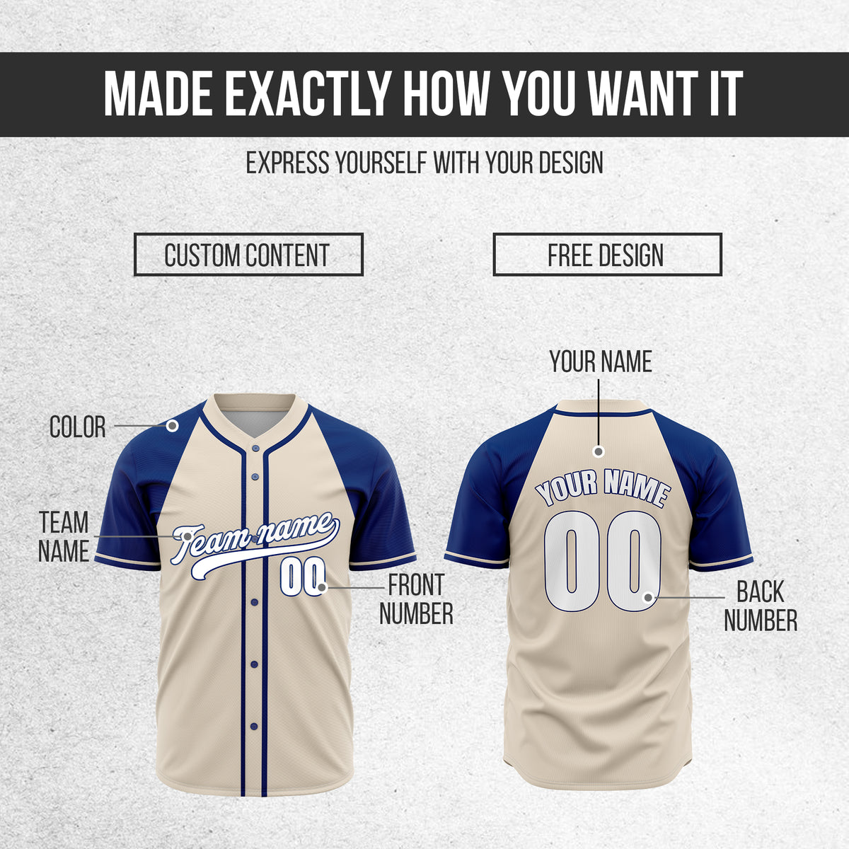 Custom Baseline Baseball Navy Sports Jersey Personalized Uniform with Name & Number