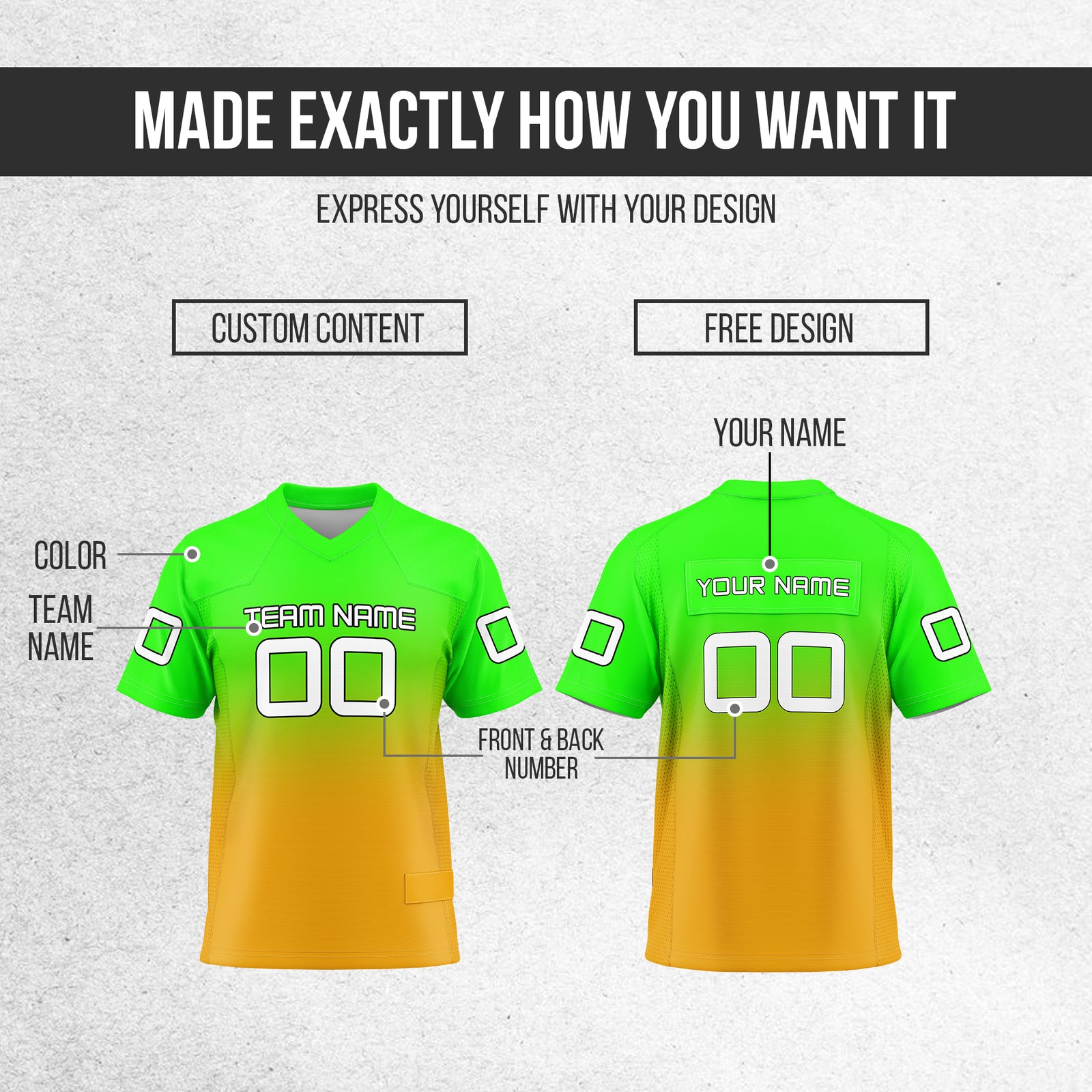 Custom Elite Neon Green Gradient Mesh Authentic Football Jersey