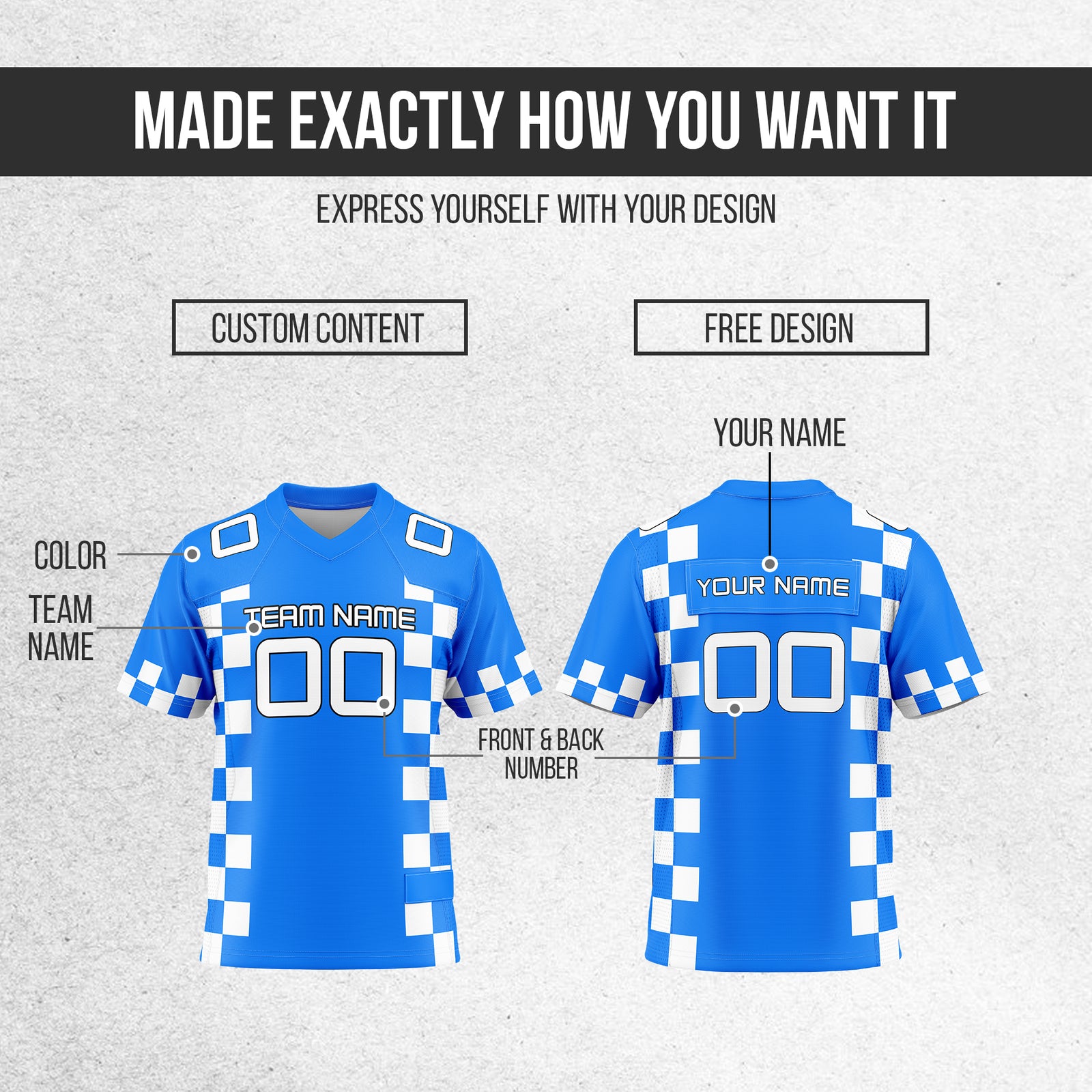 Custom Elite Side Block Pattern Blue Mesh Authentic Football Jersey