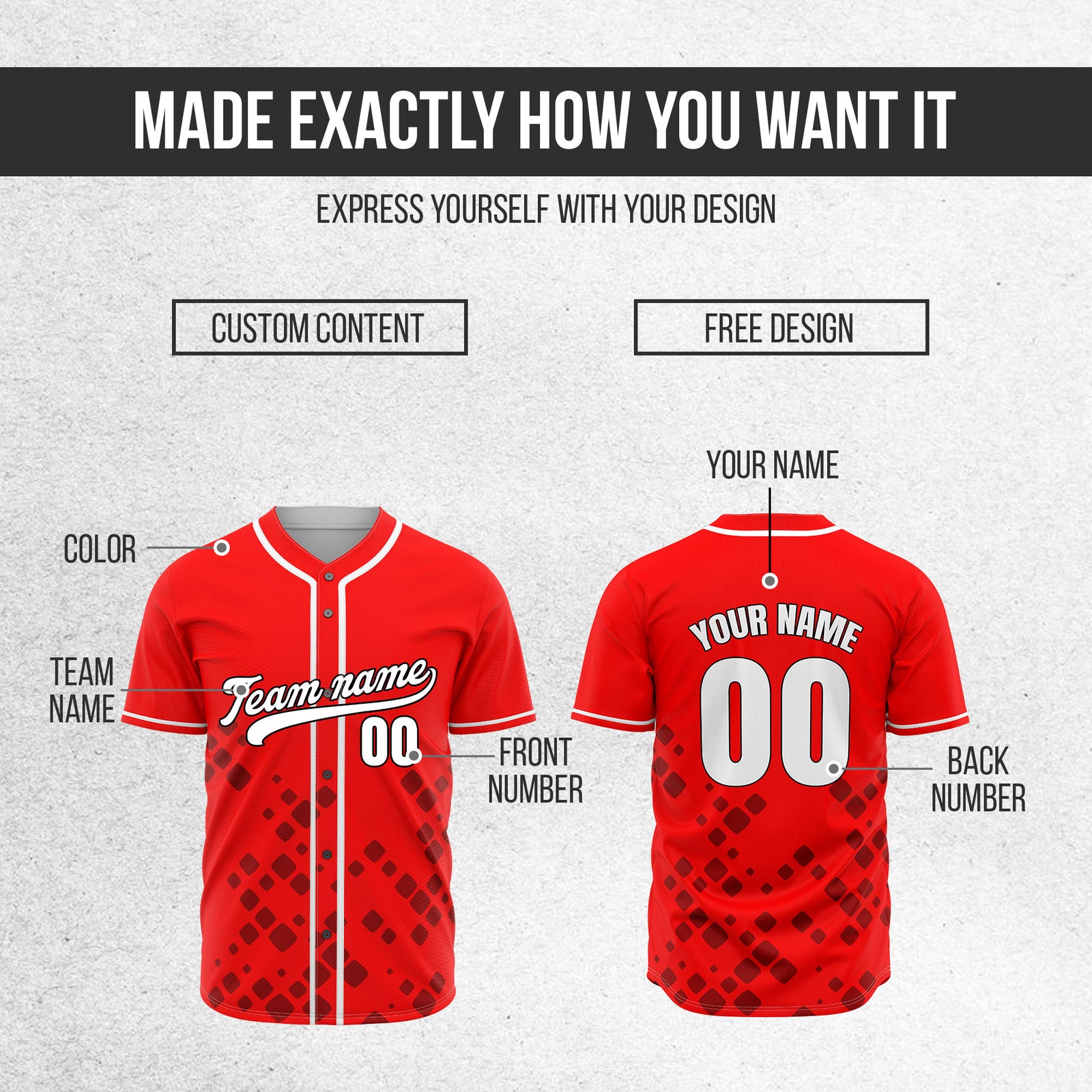 Custom Shadow Spark Red Baseball Sports Jersey Personalized Uniform with Name & Number