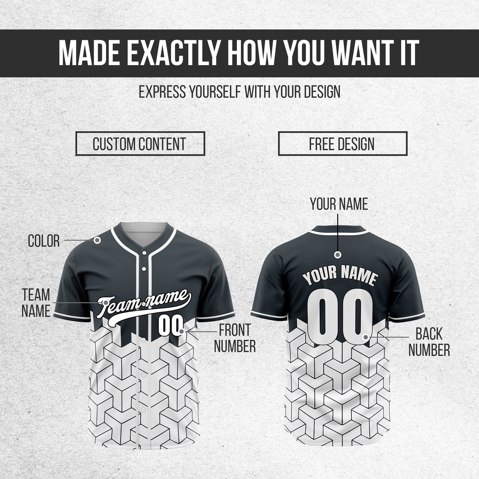 Custom Grid Iron Grey Baseball Sports Jersey Personalized Uniform with Name & Number