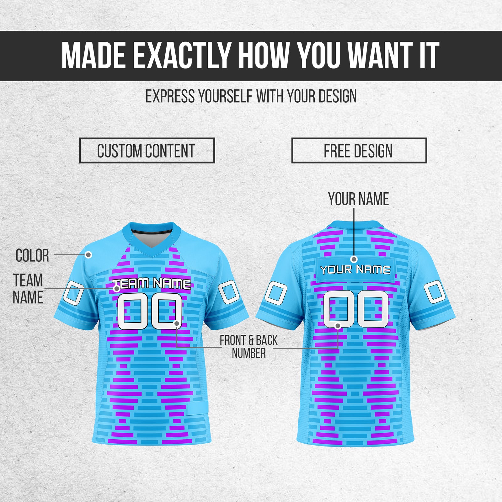 Custom Elite Blue Graphti Pattern Flag Football Jersey