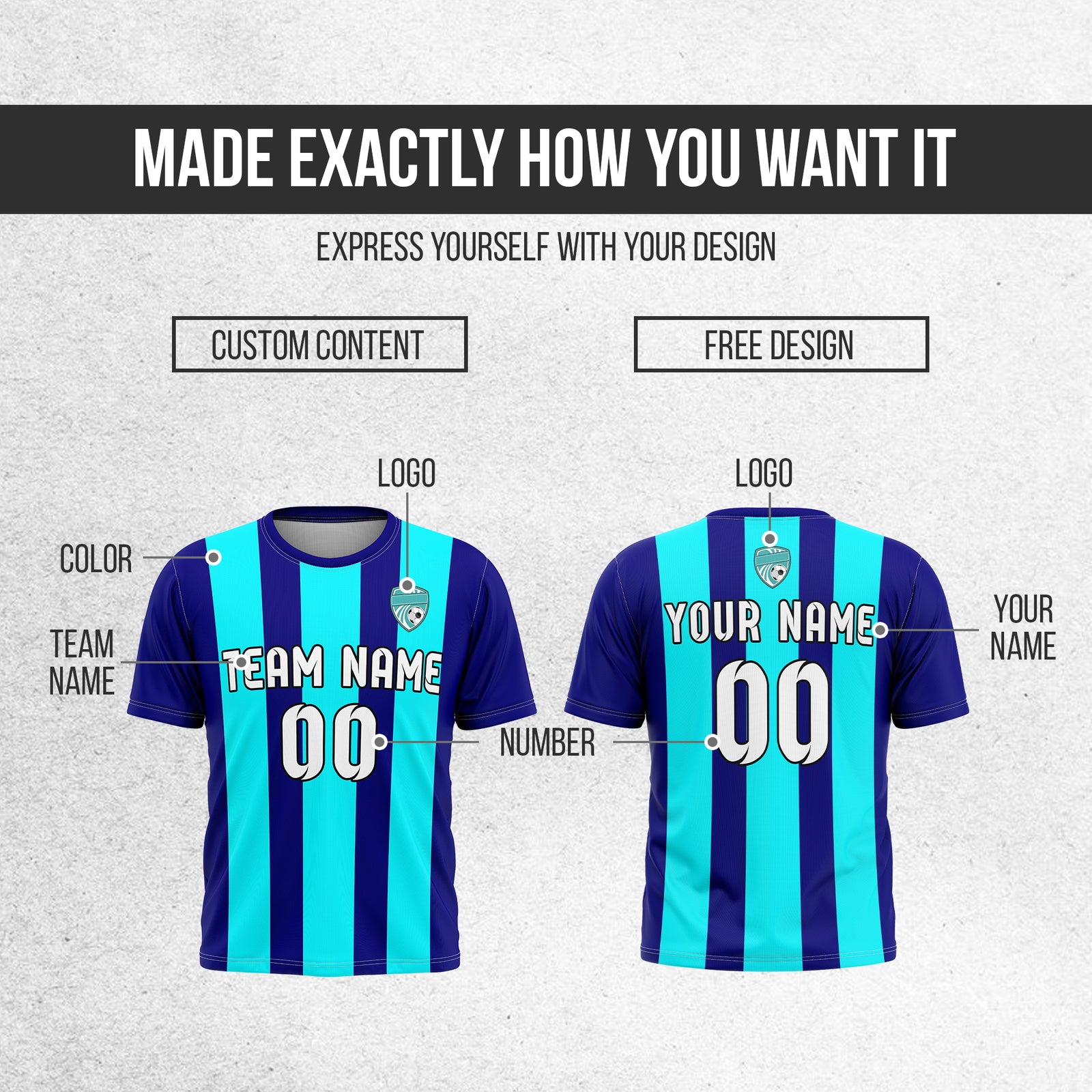 Custom Soccer Navy R Stripes Sports Tops Jersey