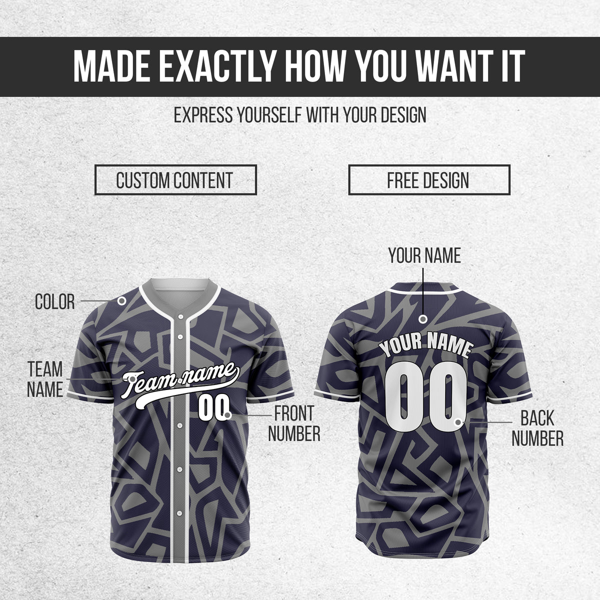 Custom Shadow Rebels Grey Baseball Sports Jersey Personalized Uniform with Name & Number