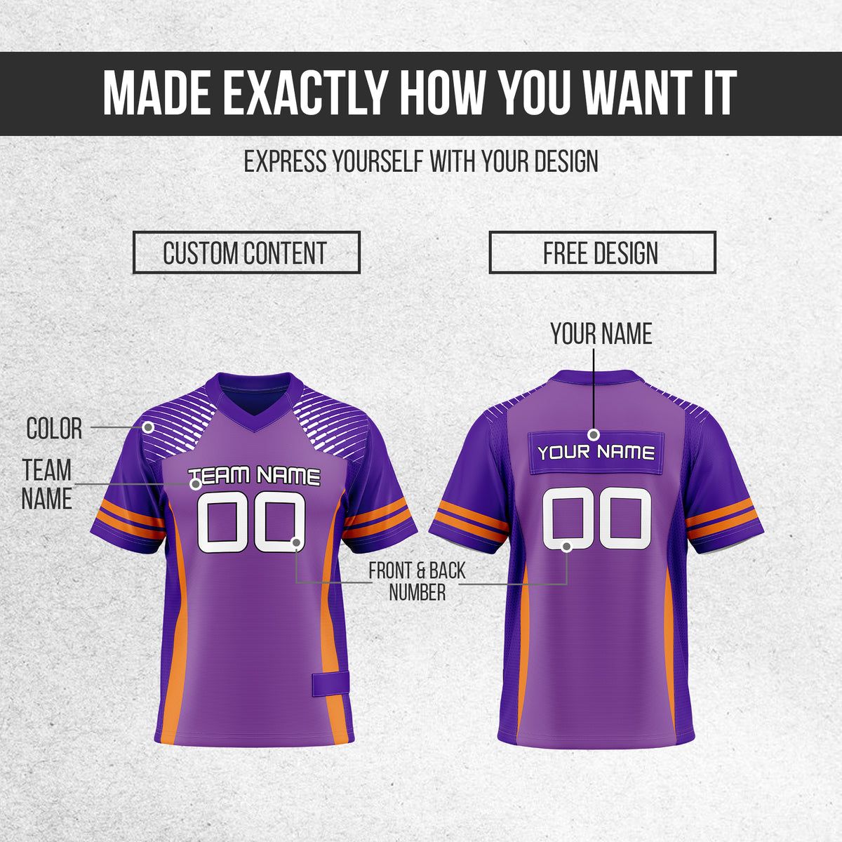 Custom Classical Style Purple Field Jersey Flag Football Jersey