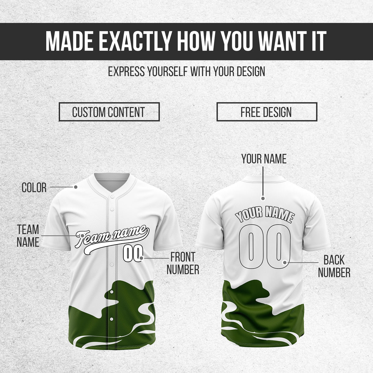 Custom White Baseball Wave Sports Jersey Personalized Uniform with Name & Number