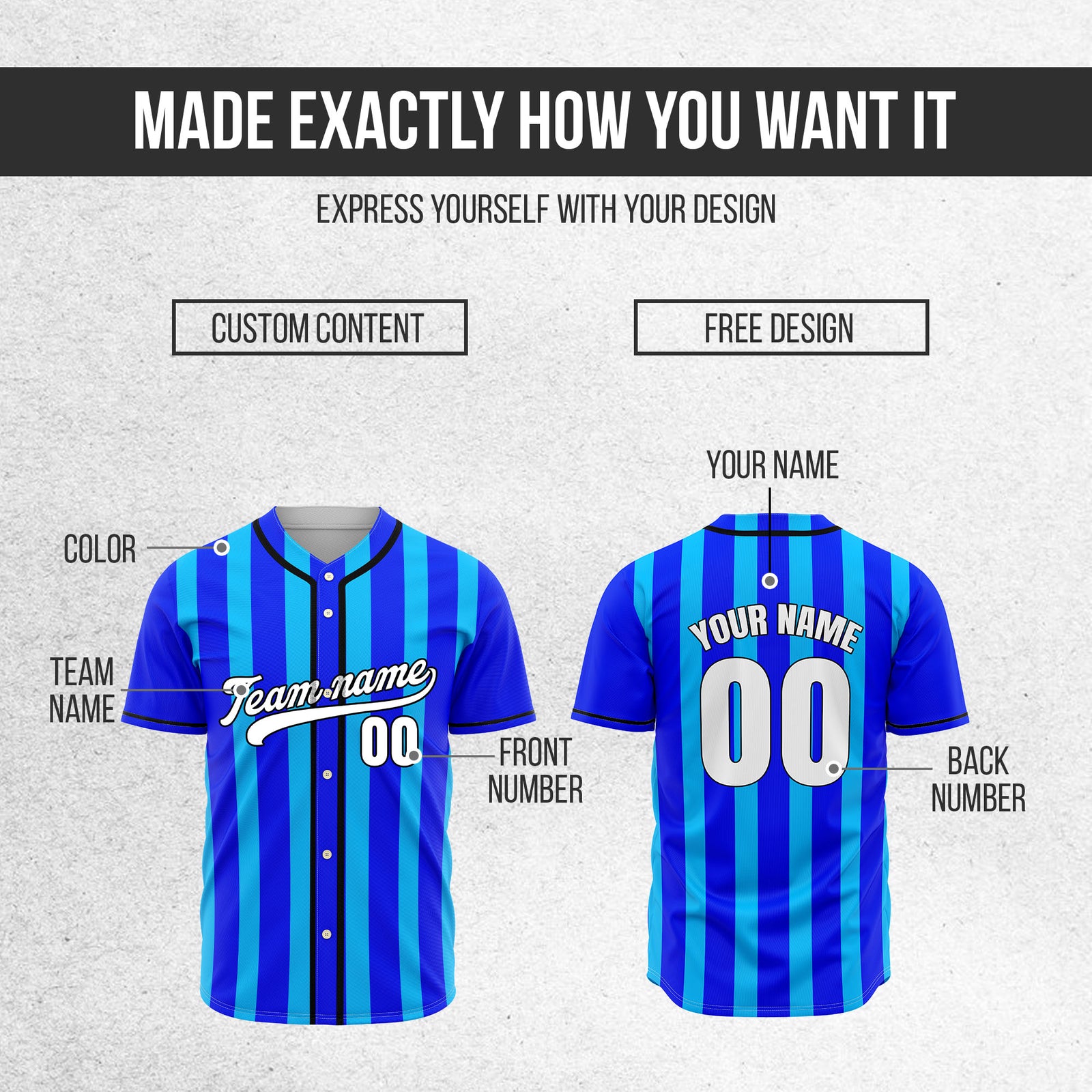 Custom Strikeforce Blue  Raglan Style Baseball Sports Jersey Personalized Uniform with Name & Number