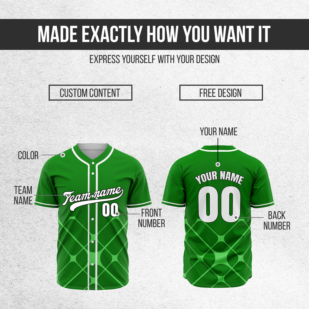 Custom Gridlock Green Baseball Sports Jersey Personalized Uniform with Name & Number